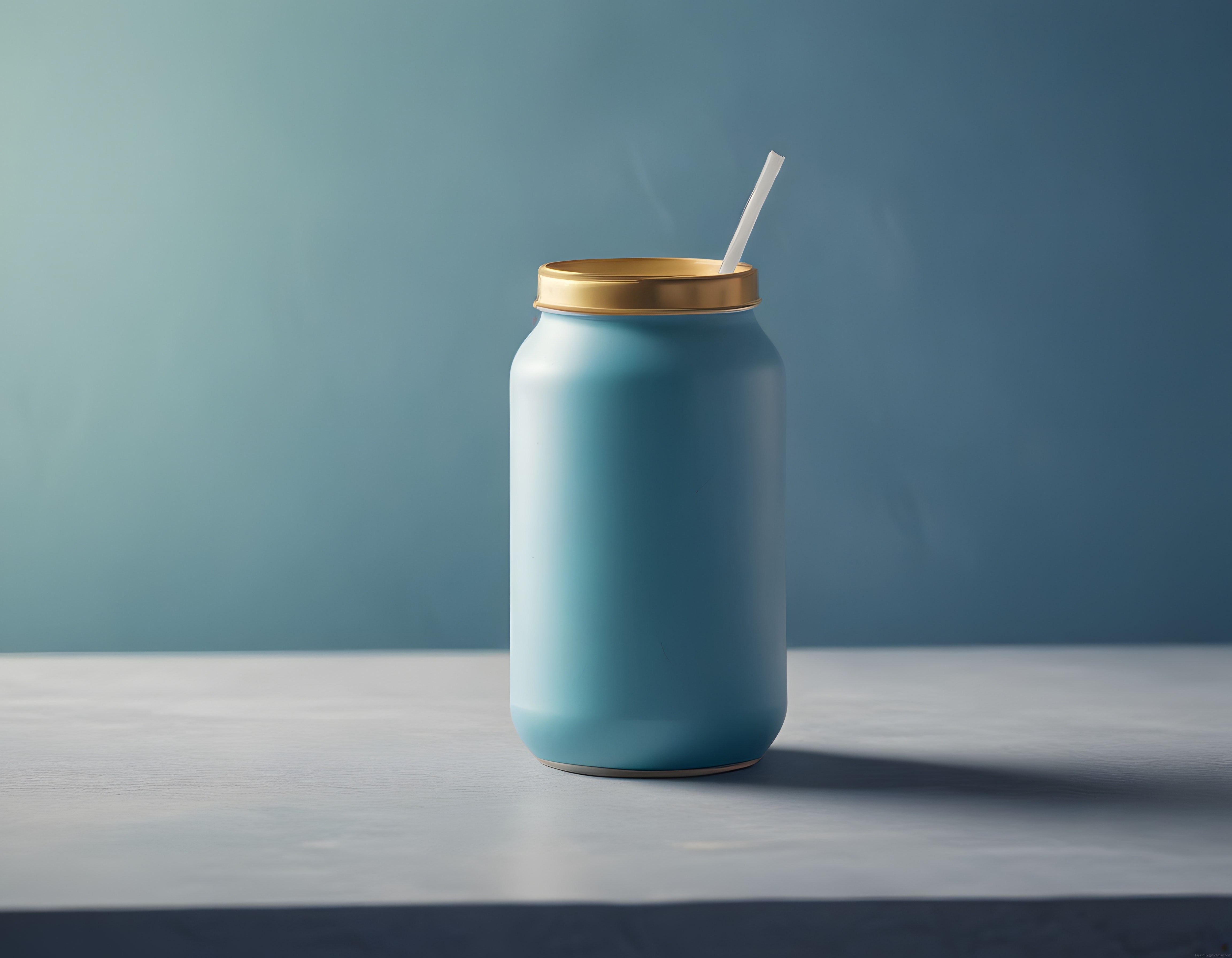 Soft Mavi Tonlarda Altın Kapaklı Minimalist Dekoratif Şişe Görseli