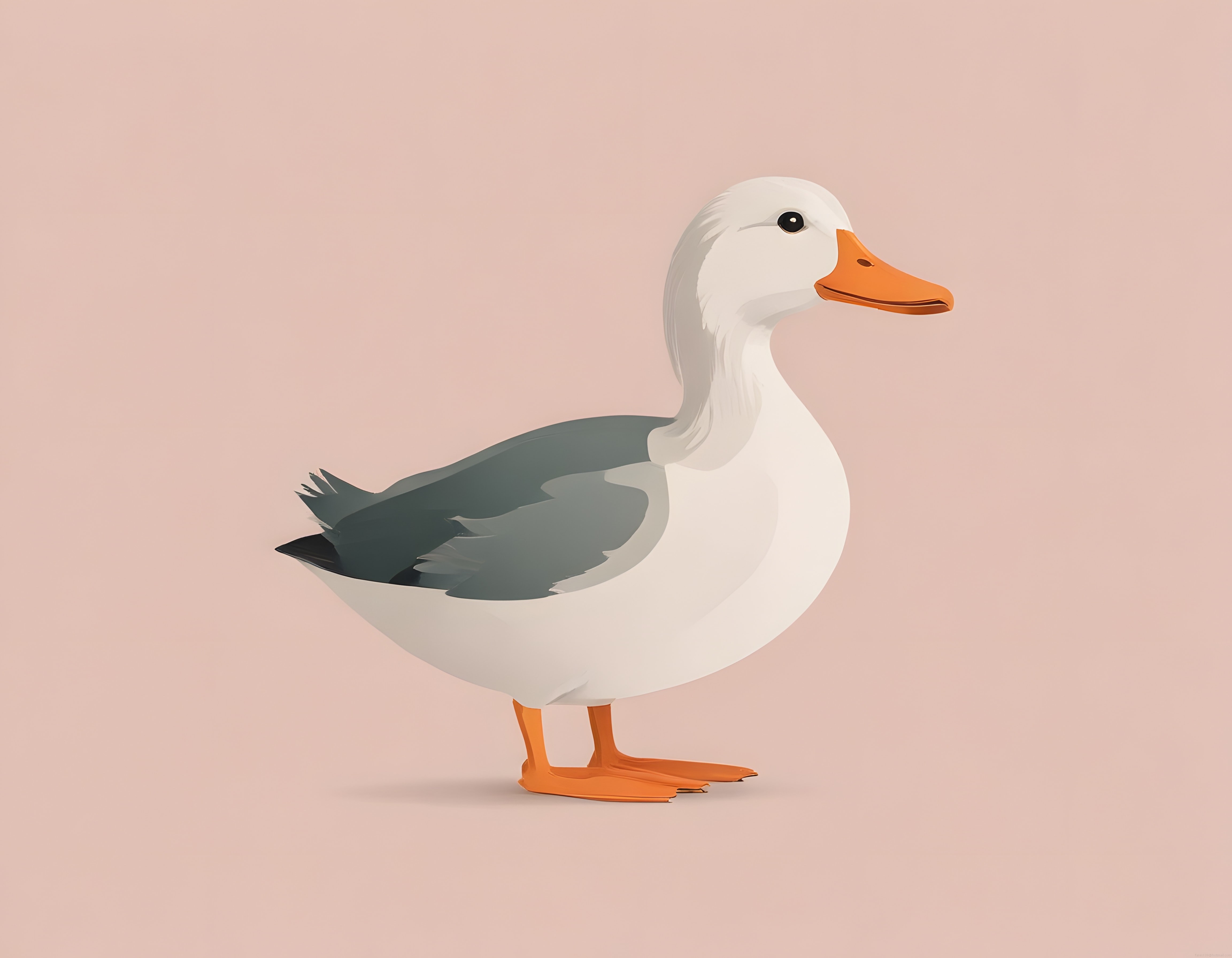 Soft pastel arka plan üzerinde 3D render beyaz ördek illüstrasyonu