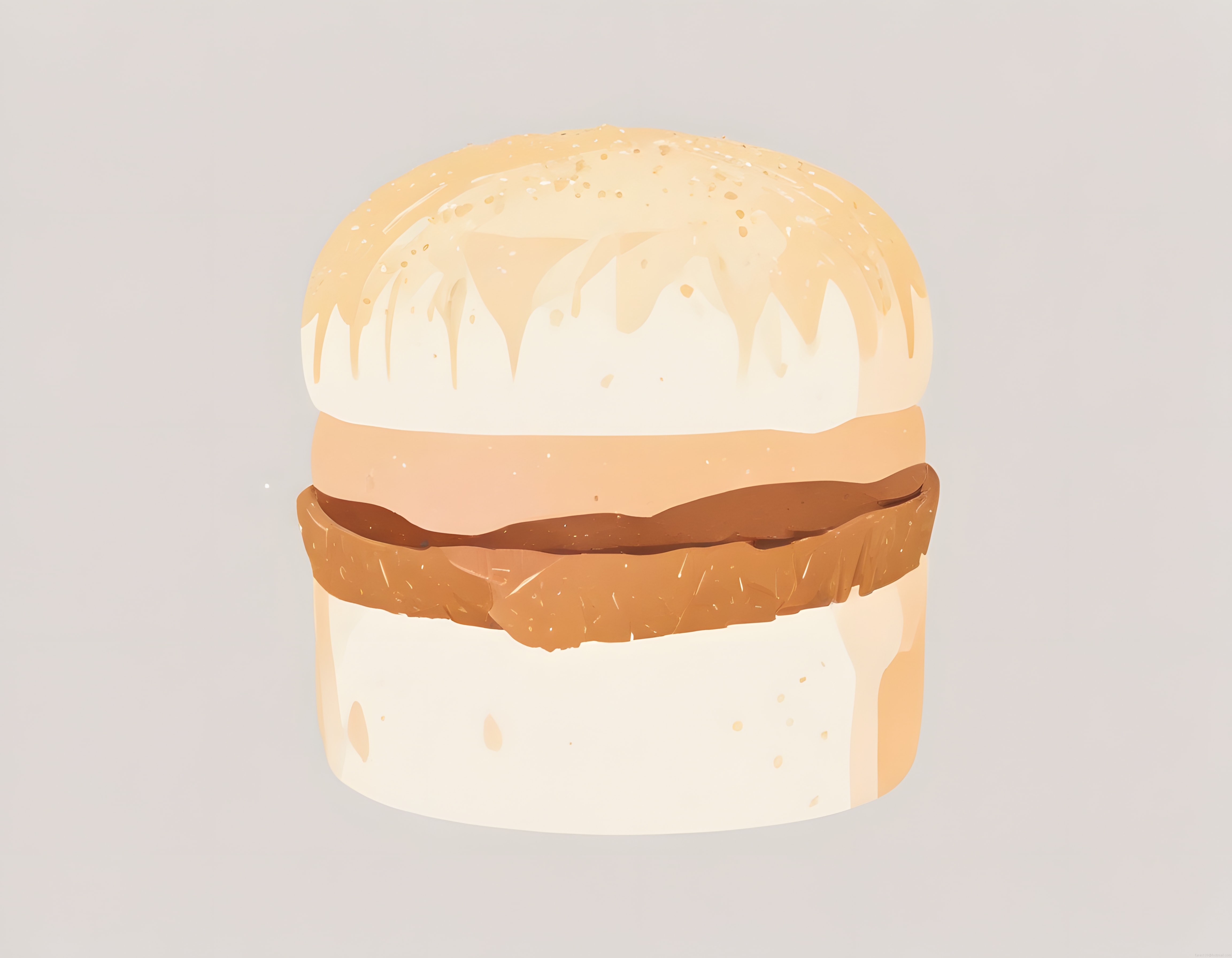 soft pastel tonlarda bol kaşarlı hamburger ve sandviç illüstrasyonu