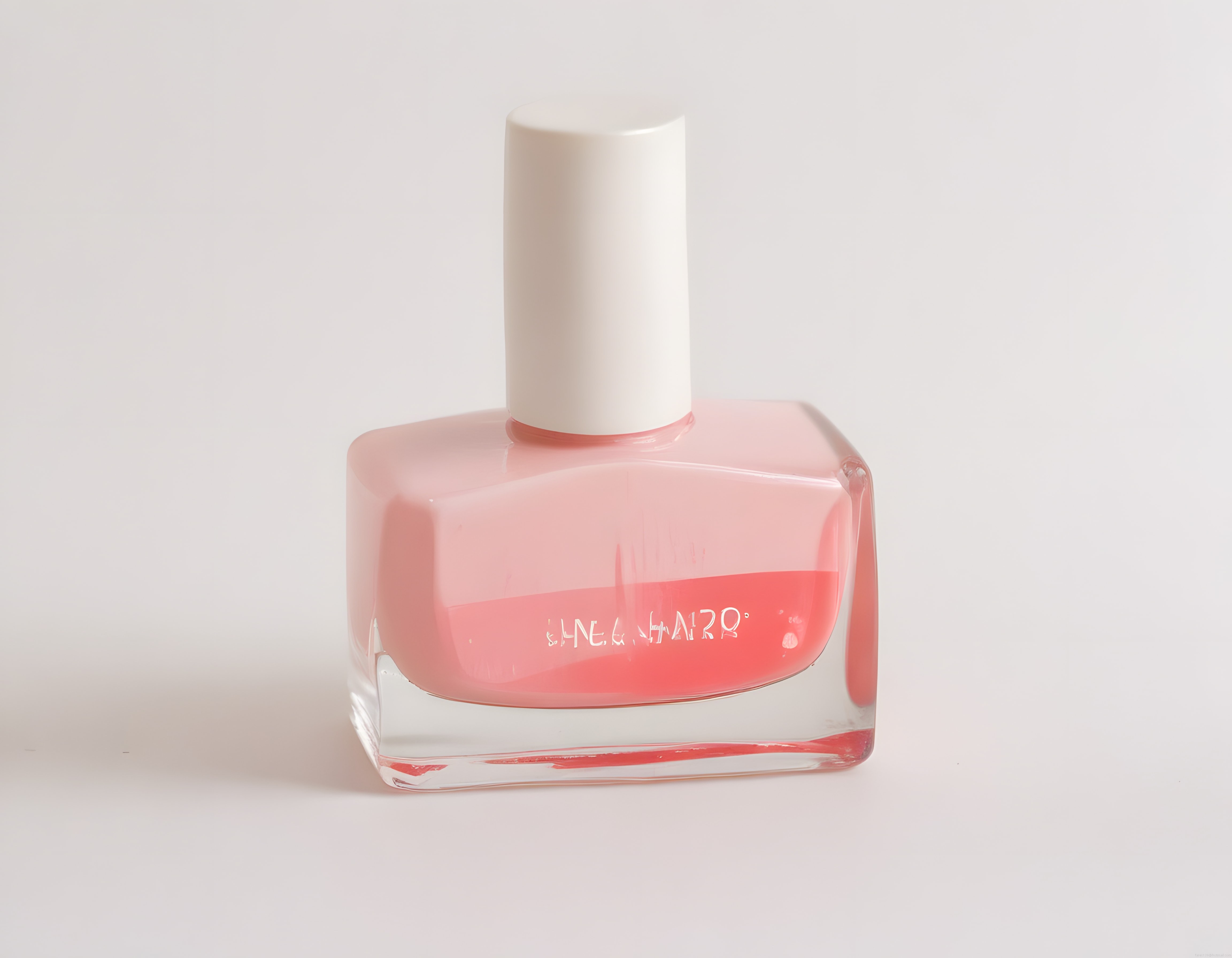 Soft Pembe Oje Şişesi: Minimalist Arka Planda Zarif Kozmetik Ürün Görseli