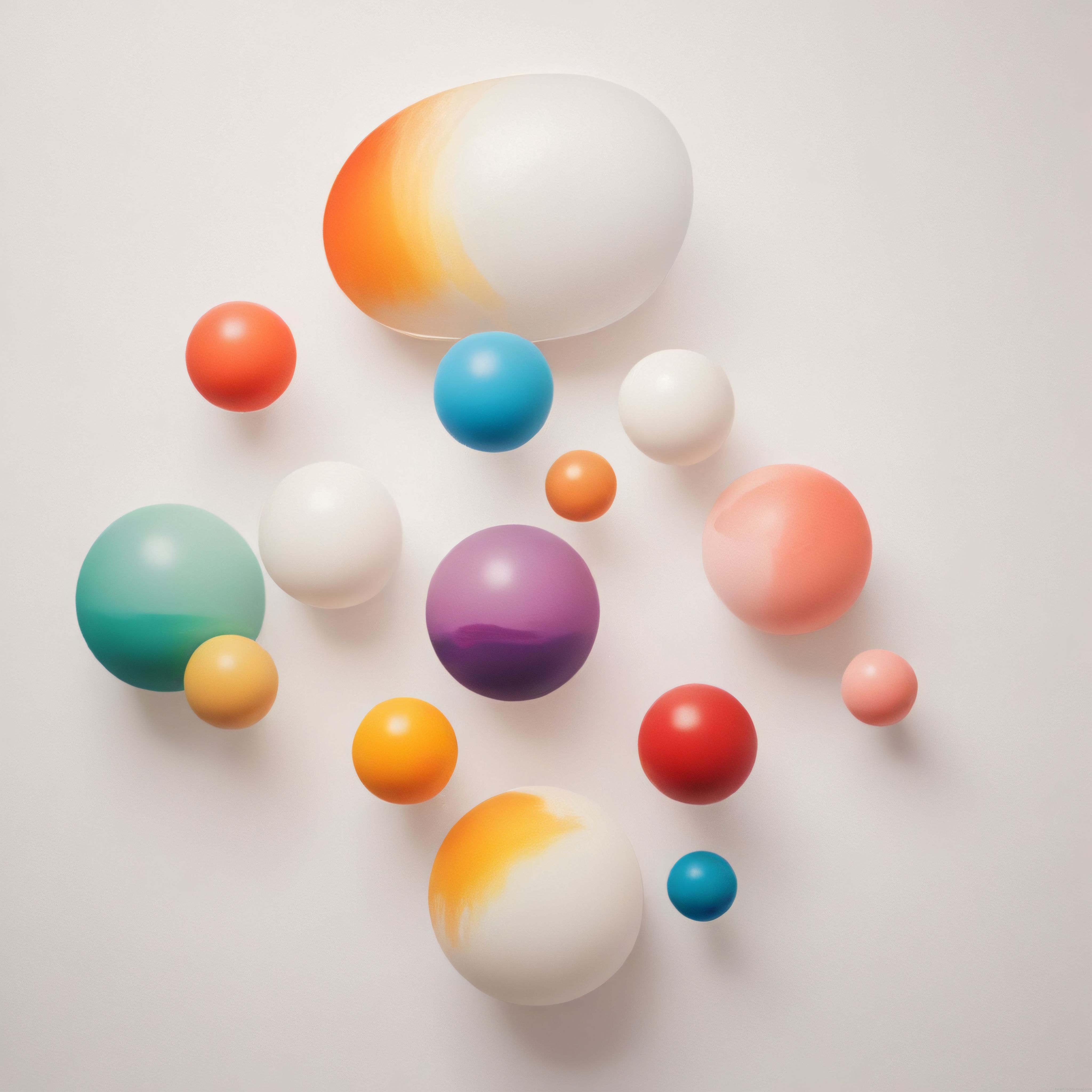Soft Renk Geçişli 3D Kürelerle Pastel ve Minimalist Komposisyon