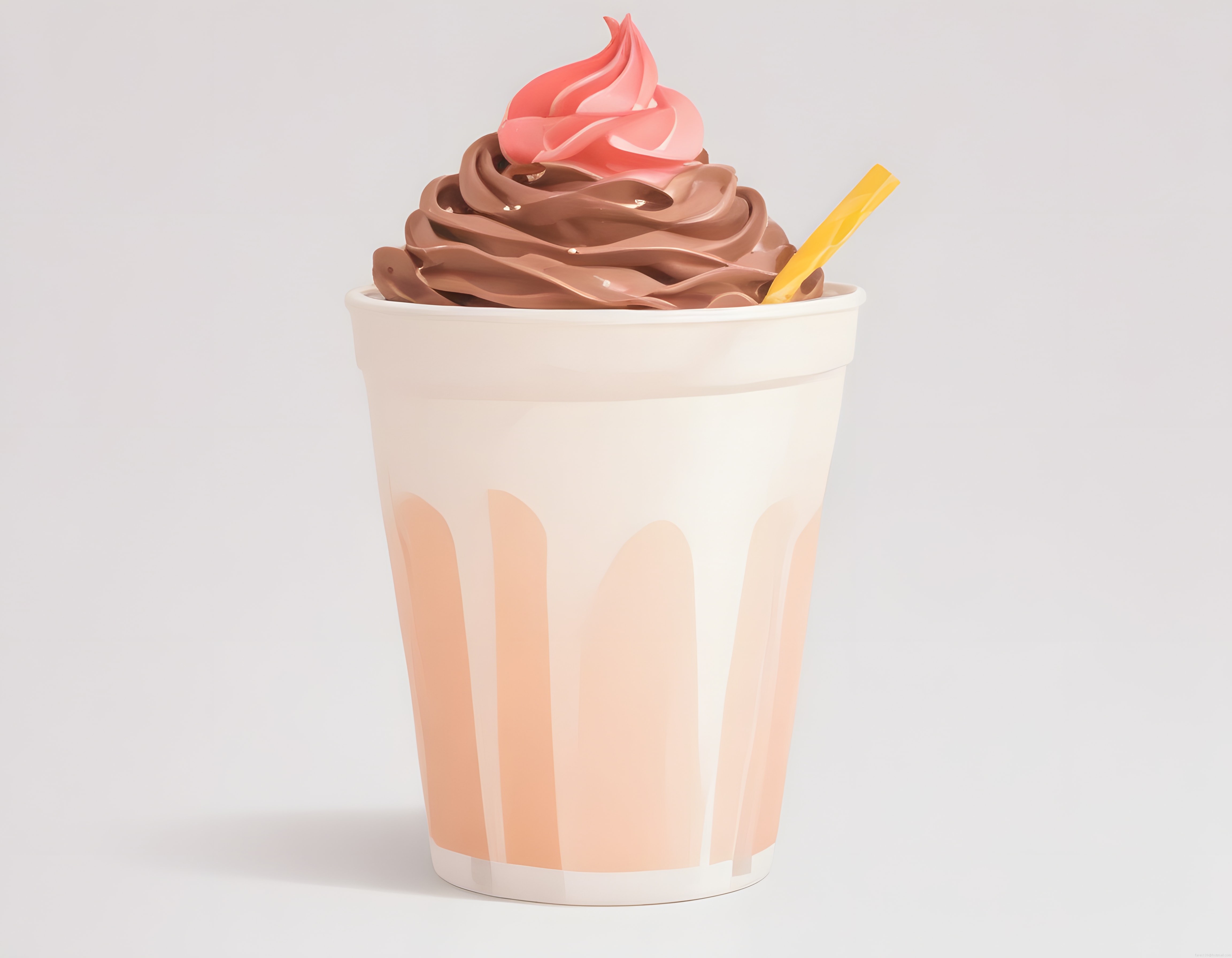Soft Serve Çikolata ve Pembe Soslu Dondurma Kupası Stüdyo Çekimi