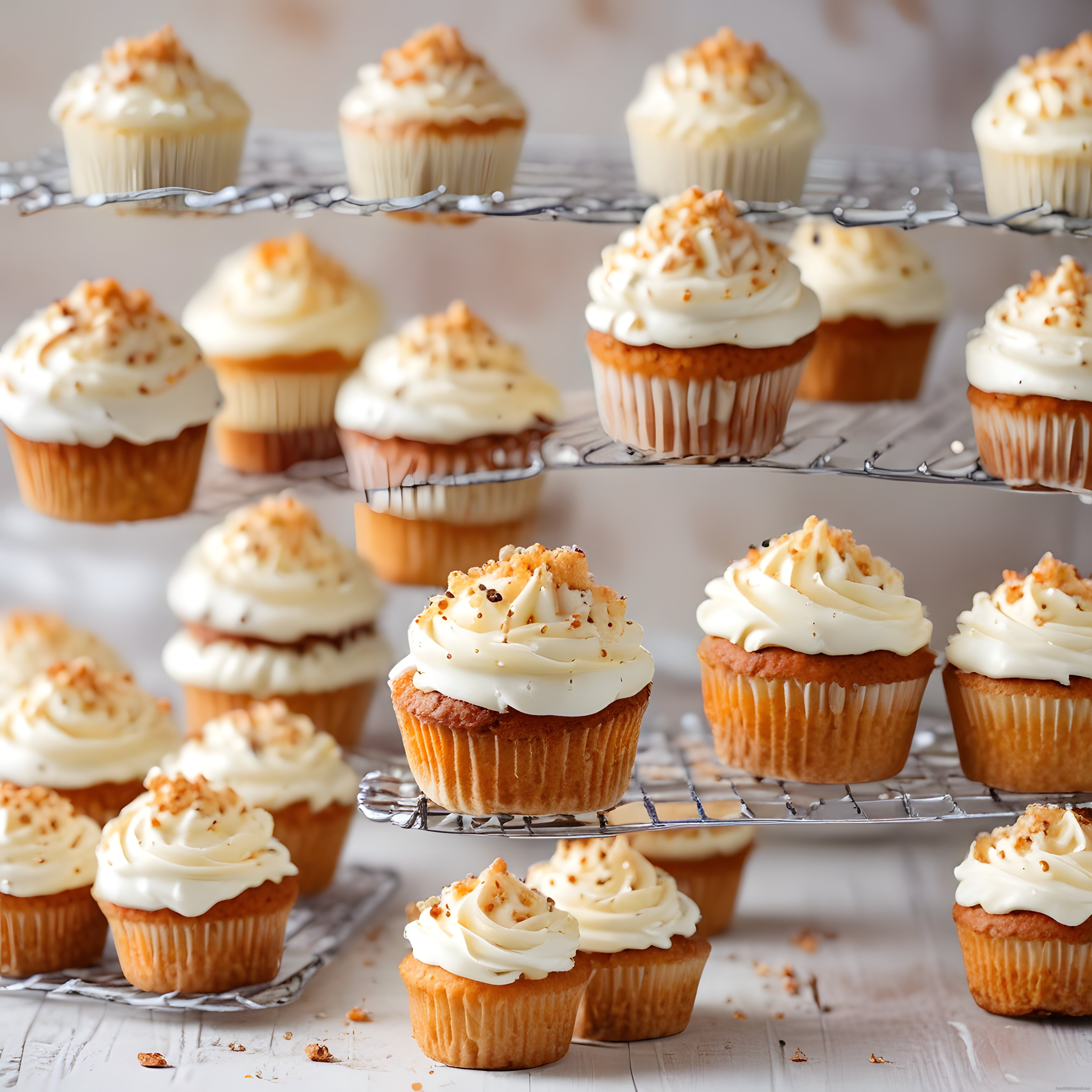 Soğutma Telinde Bekleyen Kremalı Cupcake'ler: Butik Pastane Lezzeti