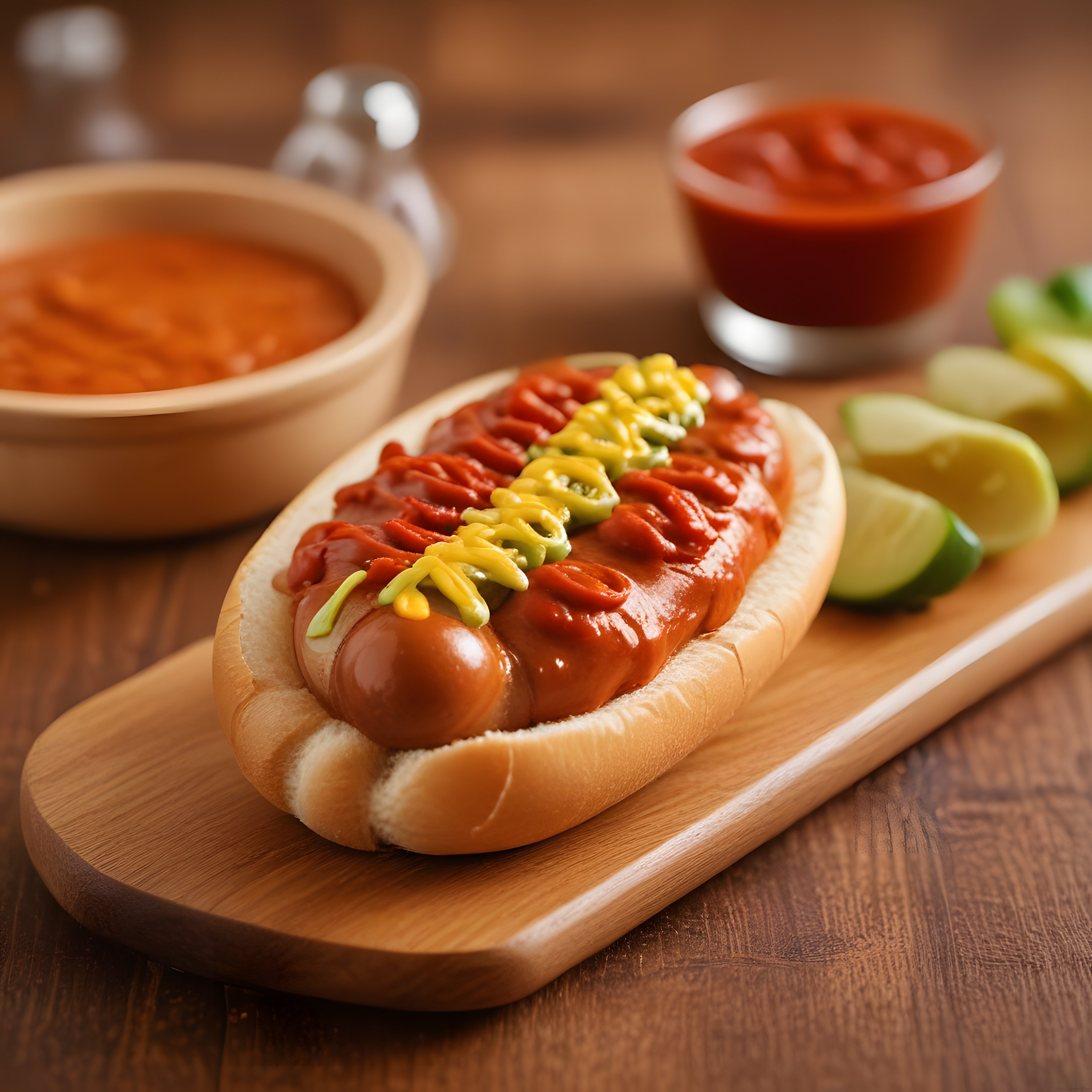 Sokak Lezzeti Hot Dog: Ahşap Tahtada Ketçaplı Hardallı Sosisli Sandviç