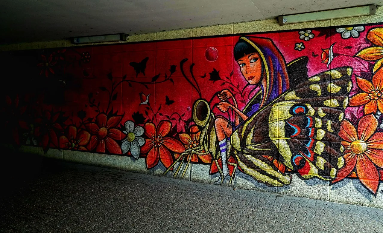 Sokak sanatı duvar resmi - renkli graffiti