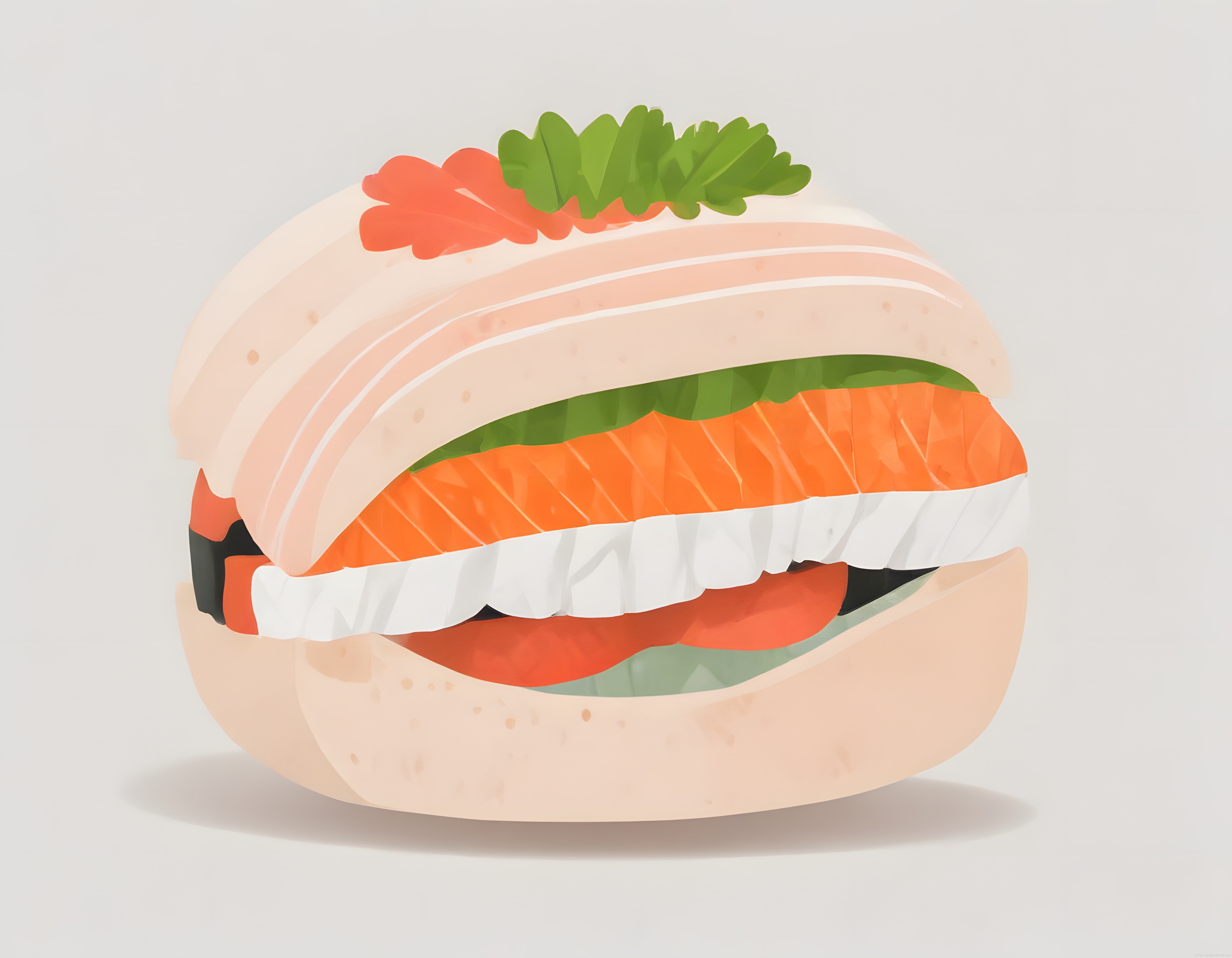 Somon ve Taze Yeşillikli Sushi Burger: Yaratıcı Füzyon Mutfak Tasarımı