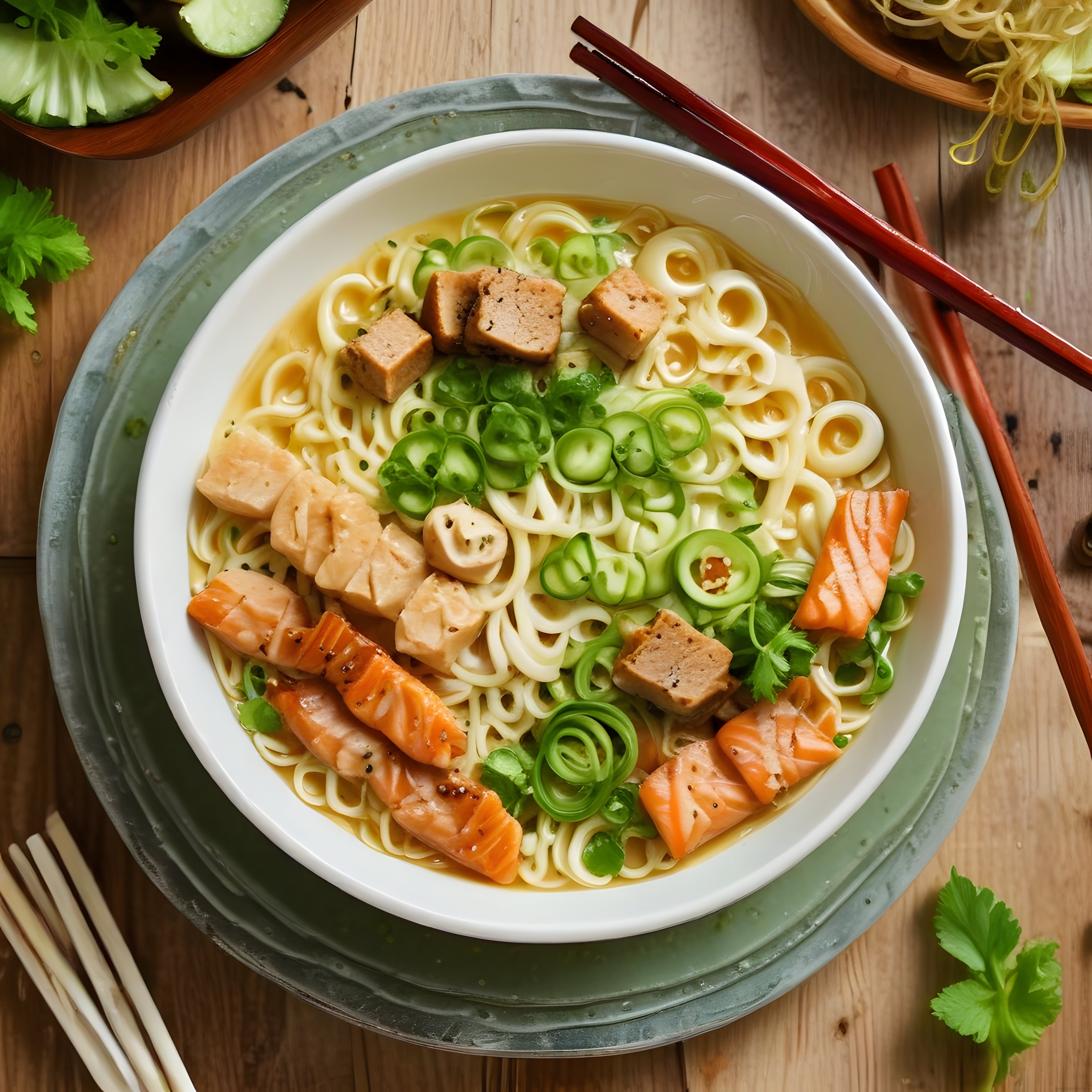 Somonlu ve Yeşil Soğanlı Noodle Çorbası: Asya Mutfağından Enfes Bir Sunum