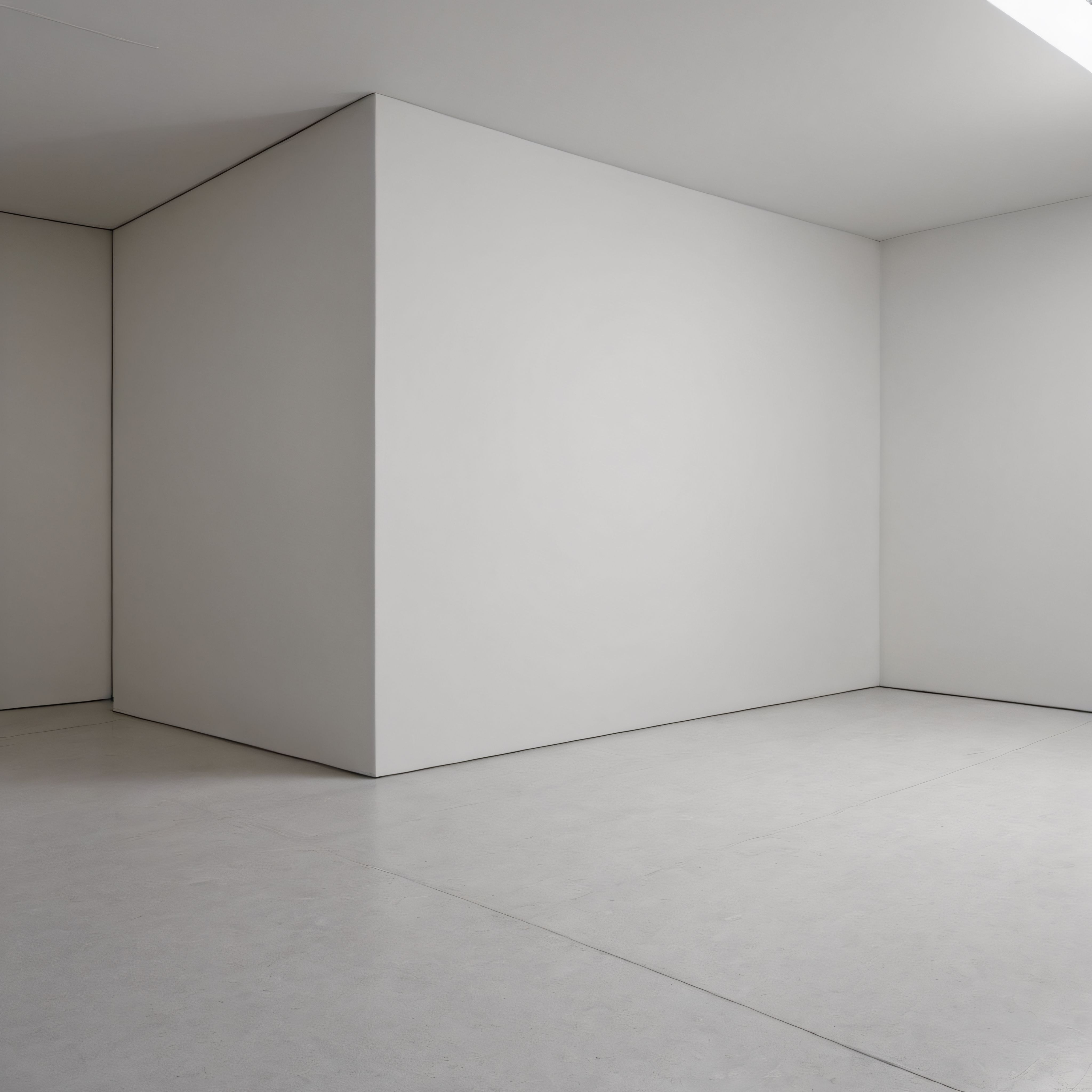 Son derece sade beyaz iç mekan, minimalist mimari ve galeri salonu havası