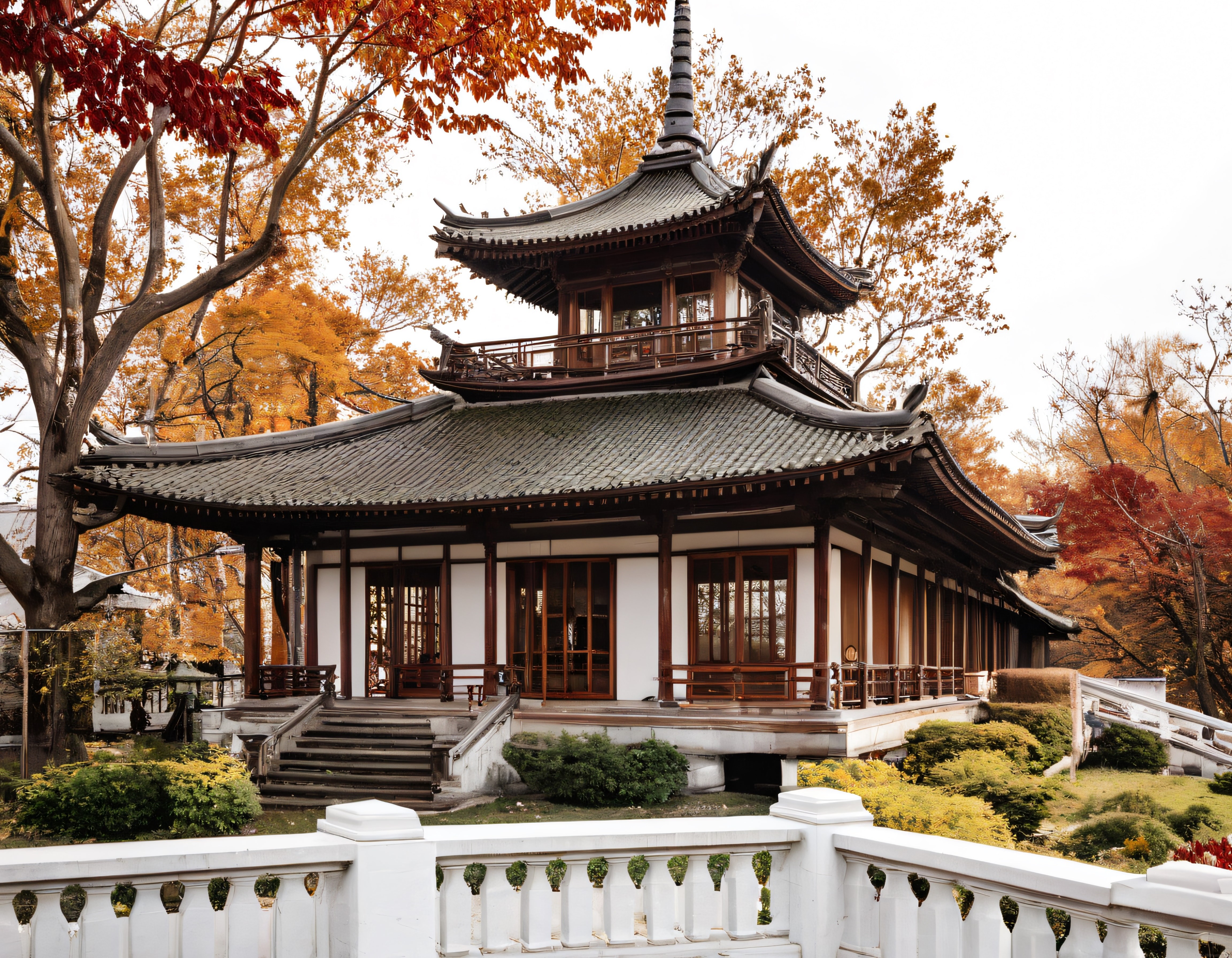 Sonbahar Renkleri Arasında Geleneksel Japon Mimarisi ve Pagoda Mabedi