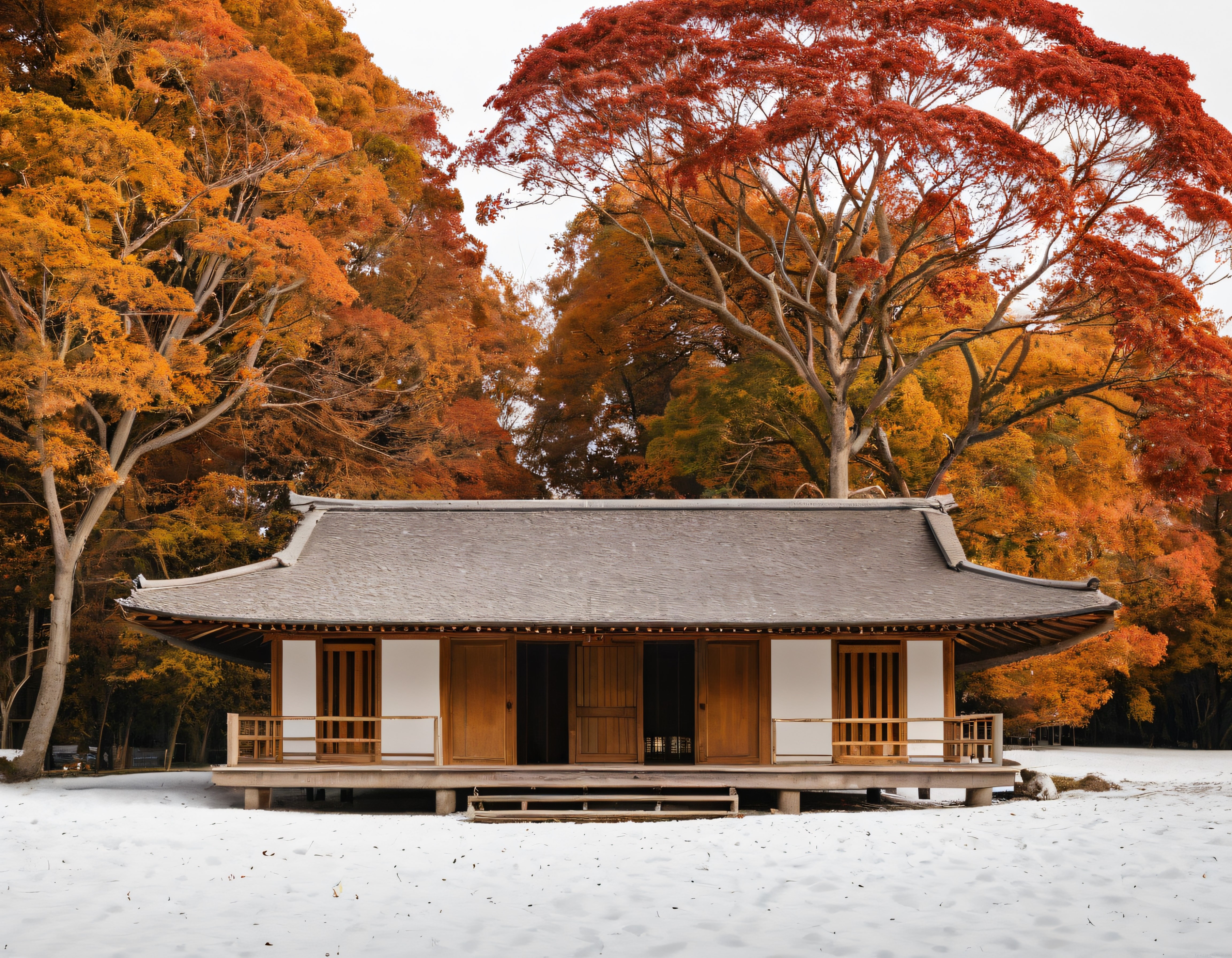 Sonbahar Renkleriyle Çevrili Geleneksel Japon Evinde Huzur Dolu Bir An