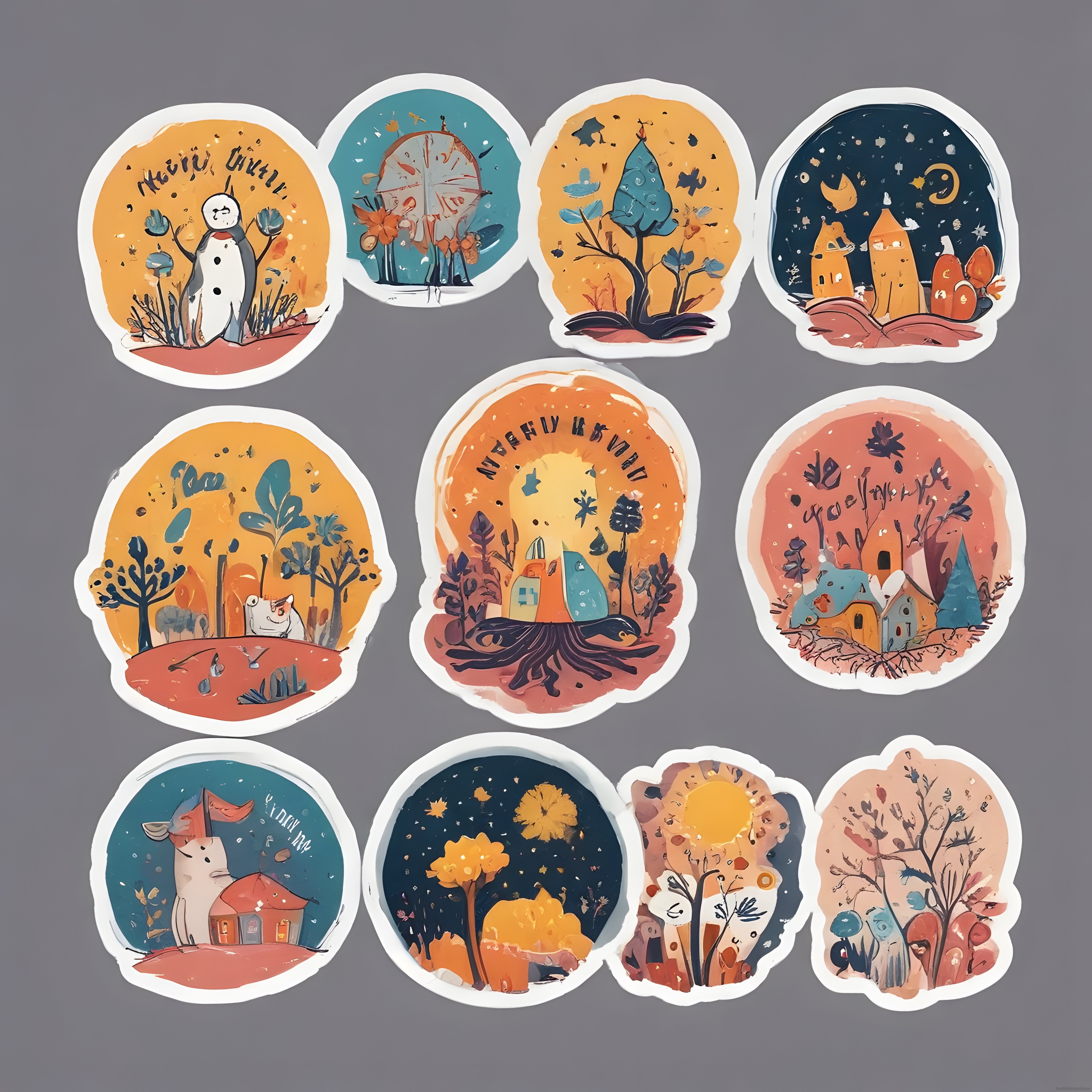 Sonbahar Ruhlu Peri Masalı Sticker Koleksiyonu ve Dijital İllüstrasyon Seti