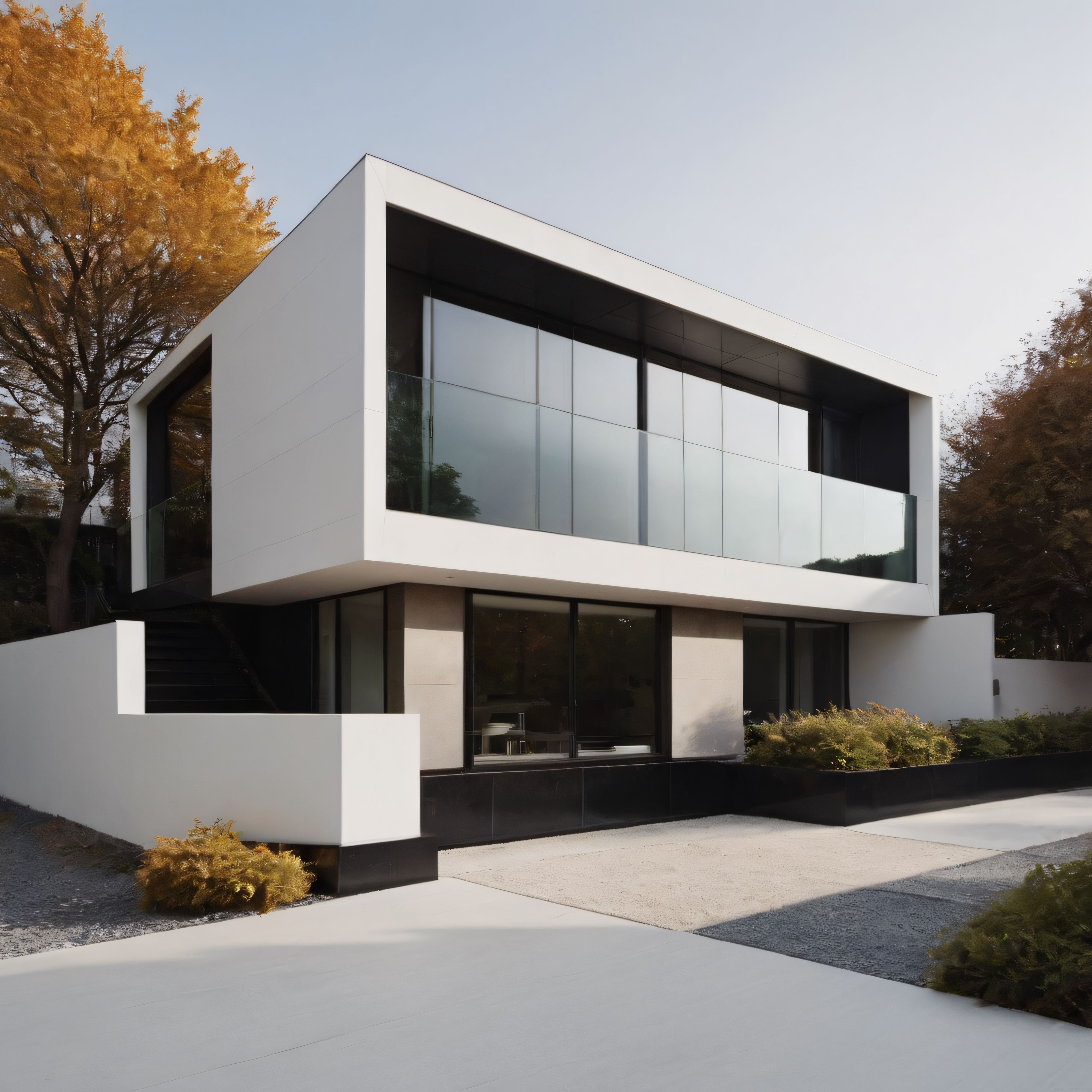 Sonbaharın Altın Sarısı Arasındaki Modern Minimalist Villa