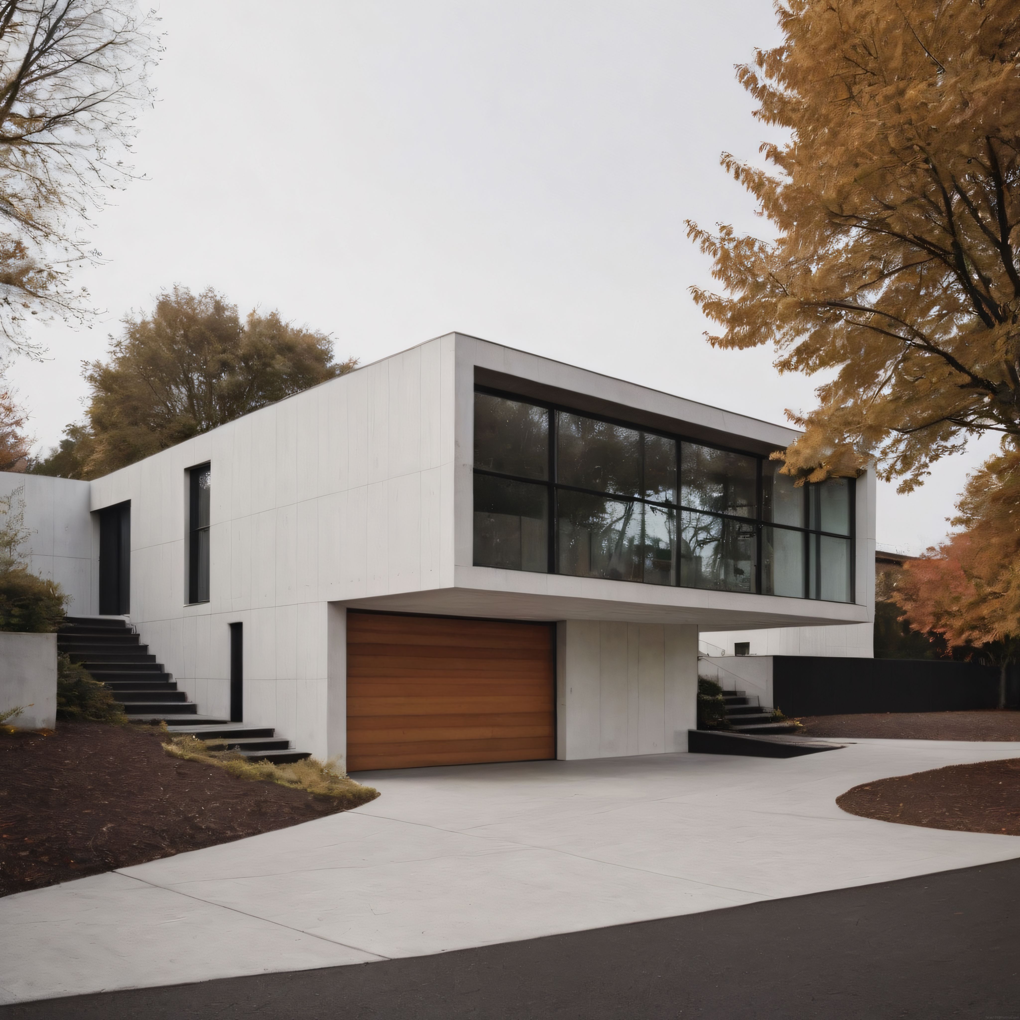 Sonbaharın Renkleri Arasında Sıralanan Modern ve Minimalist Villa Tasarımı