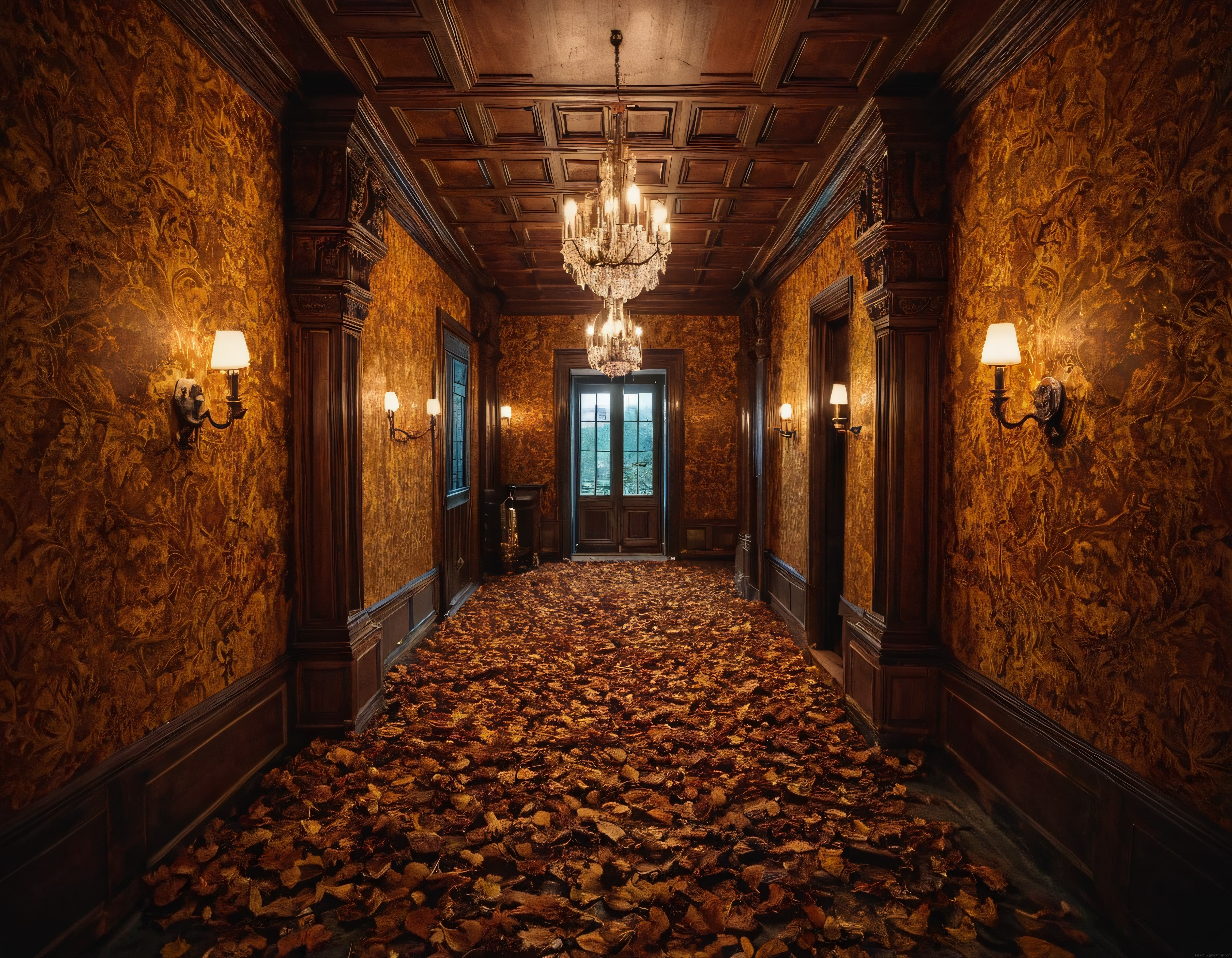 Sonbaharın Renkleriyle Kaplı Tarihi ve Gizemli Bir Konak Koridoru