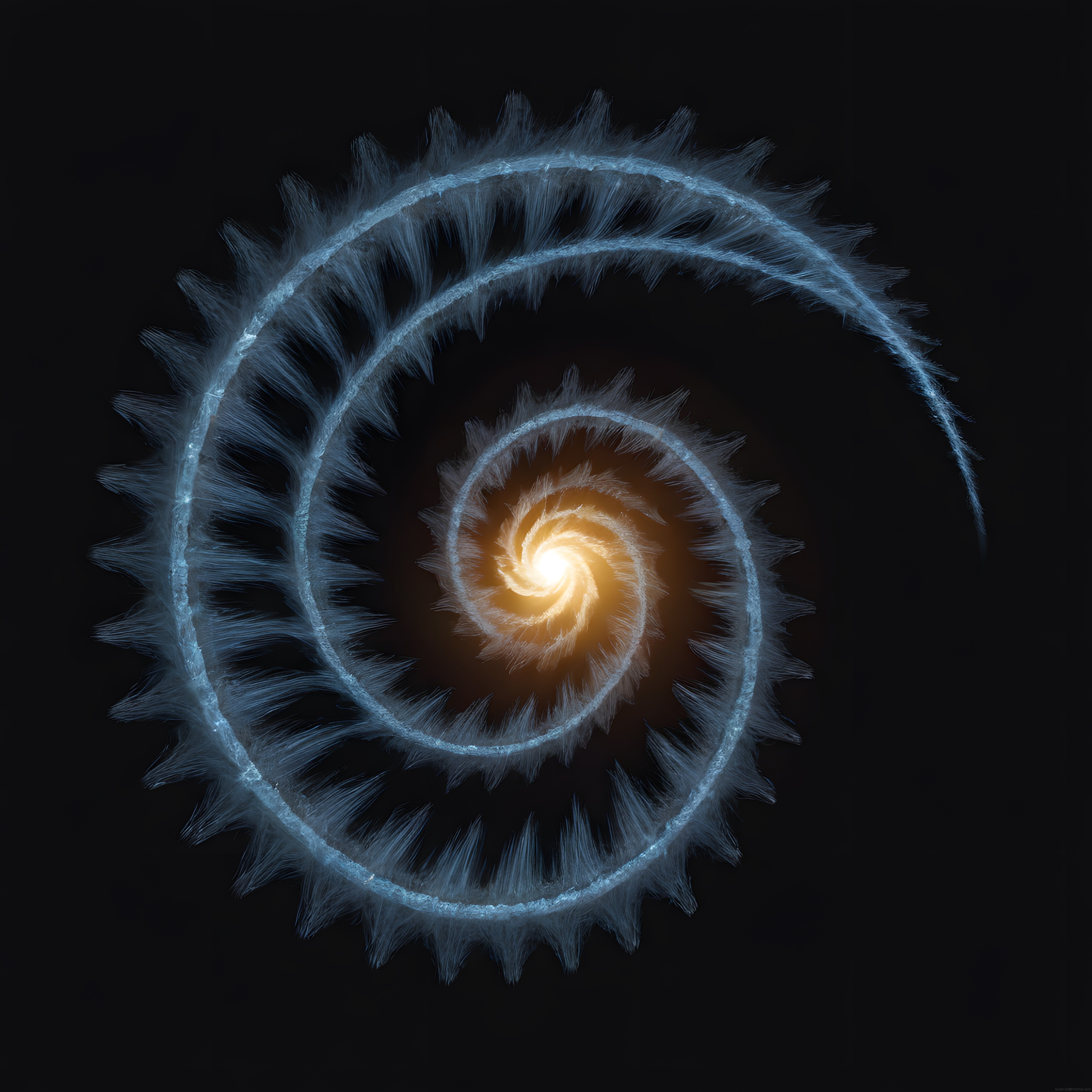 Sonsuzluğa Açılan Kristal Spiral: Dijital Sanatın Büyüleyici Işık Dansı