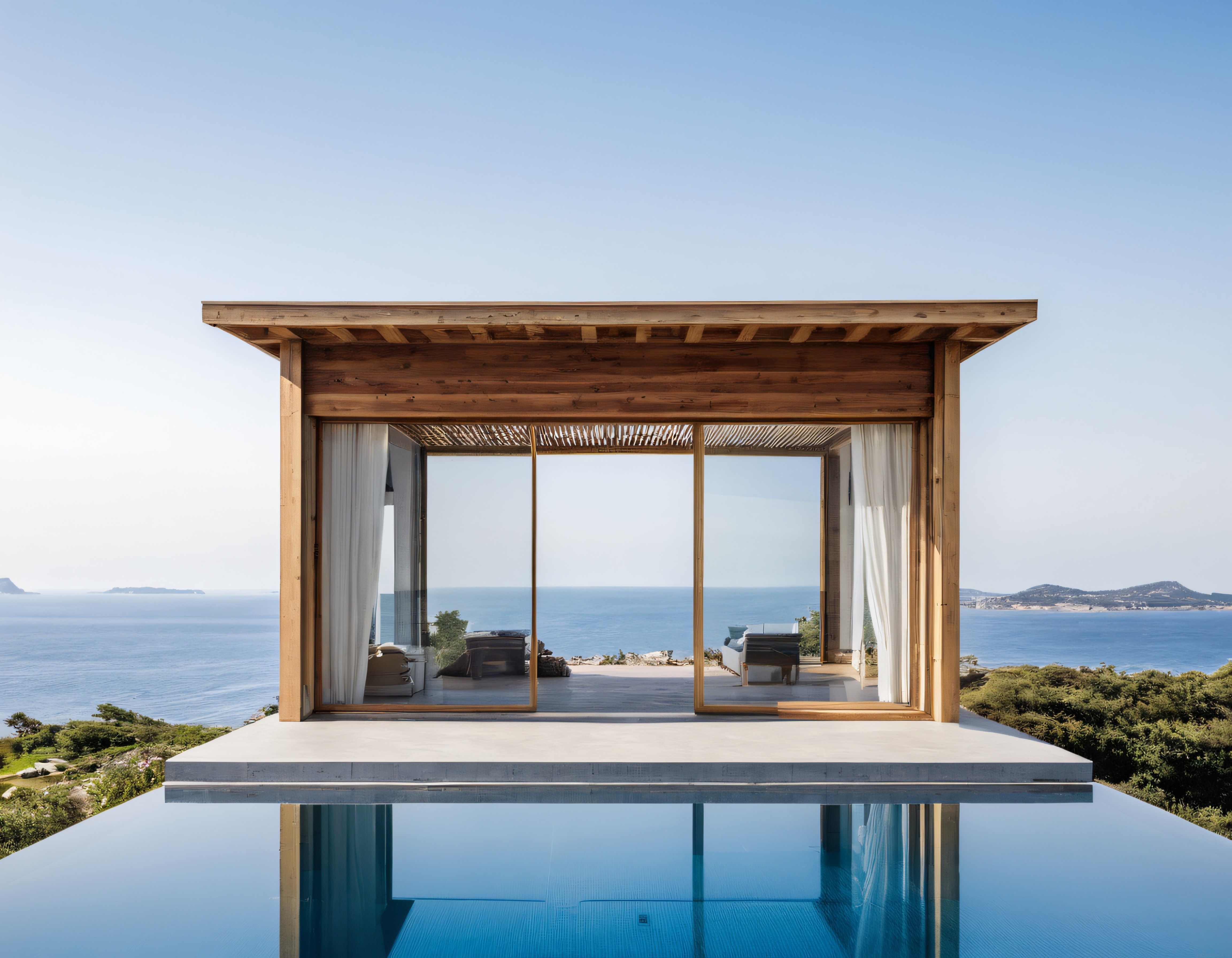 Sonsuzluk Havuzuyla Denize Açılan Panoramik Manzaralı Modern Ahşap Villa