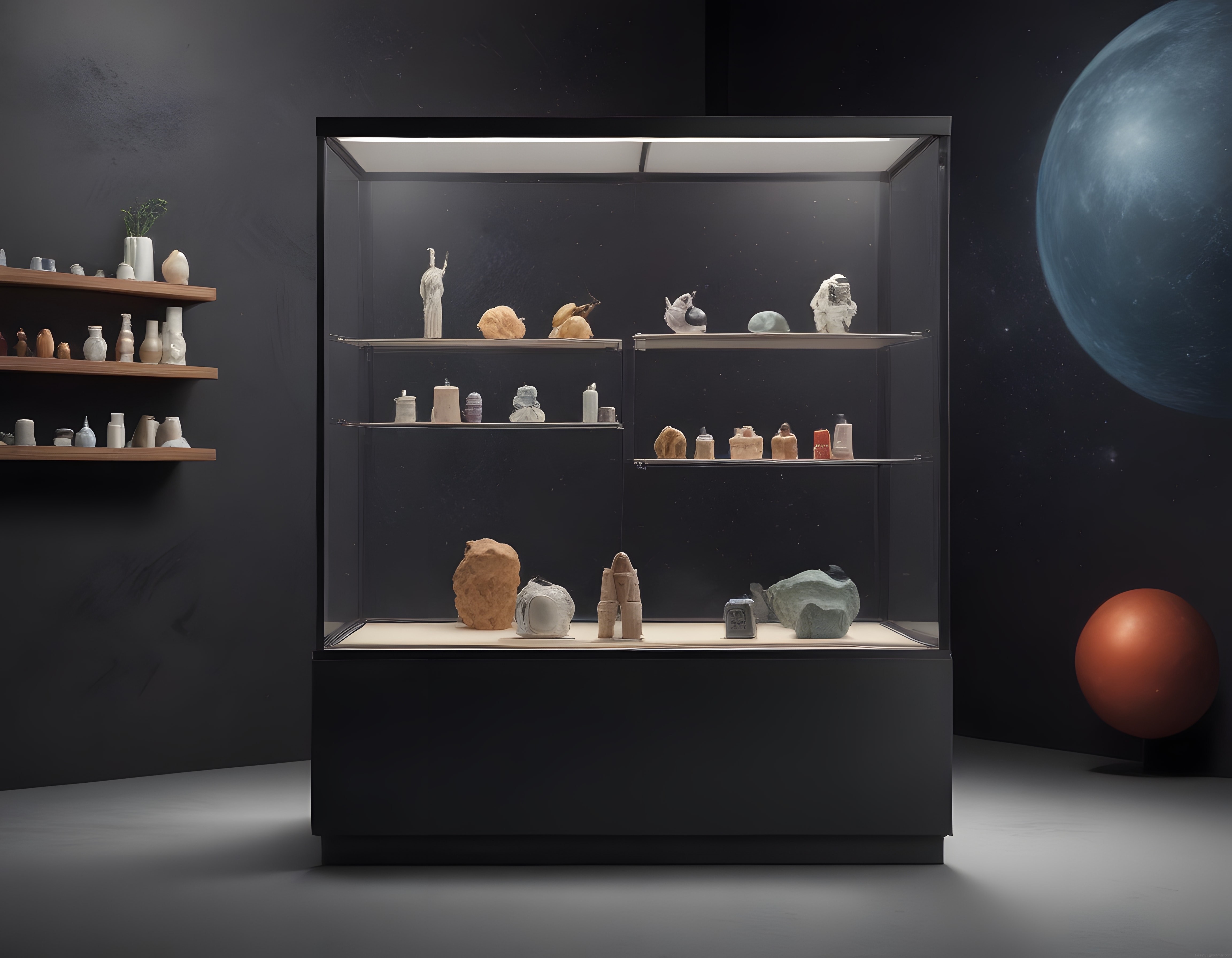 Sonsuzluk Müzesi: Uzay Manzaralı Dijital Sanat Galerisi ve Antik Eserler Vitrini