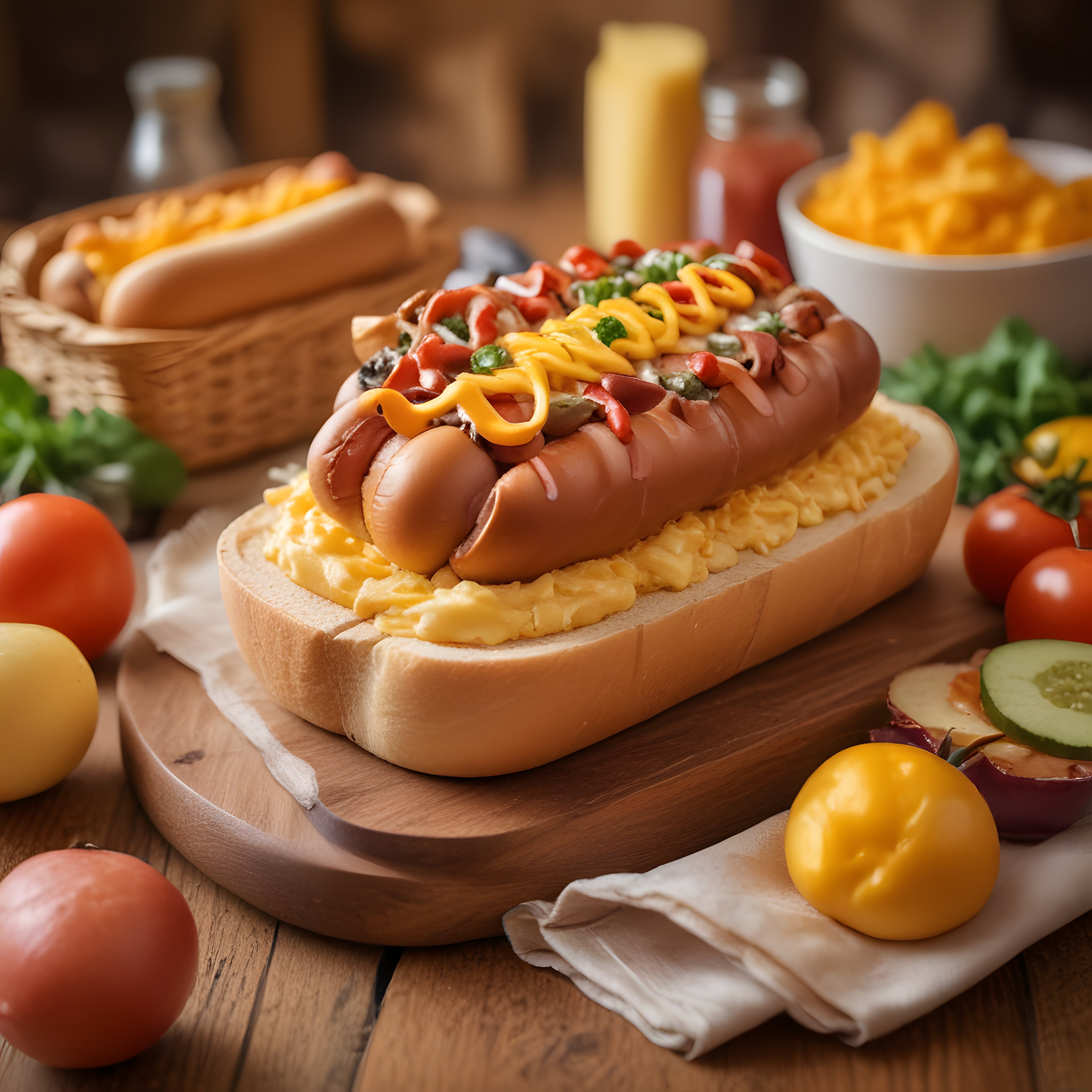 Sosisli Peynirli Tost Üzeri Bol Malzemeli Açık Sandviç ve Patates