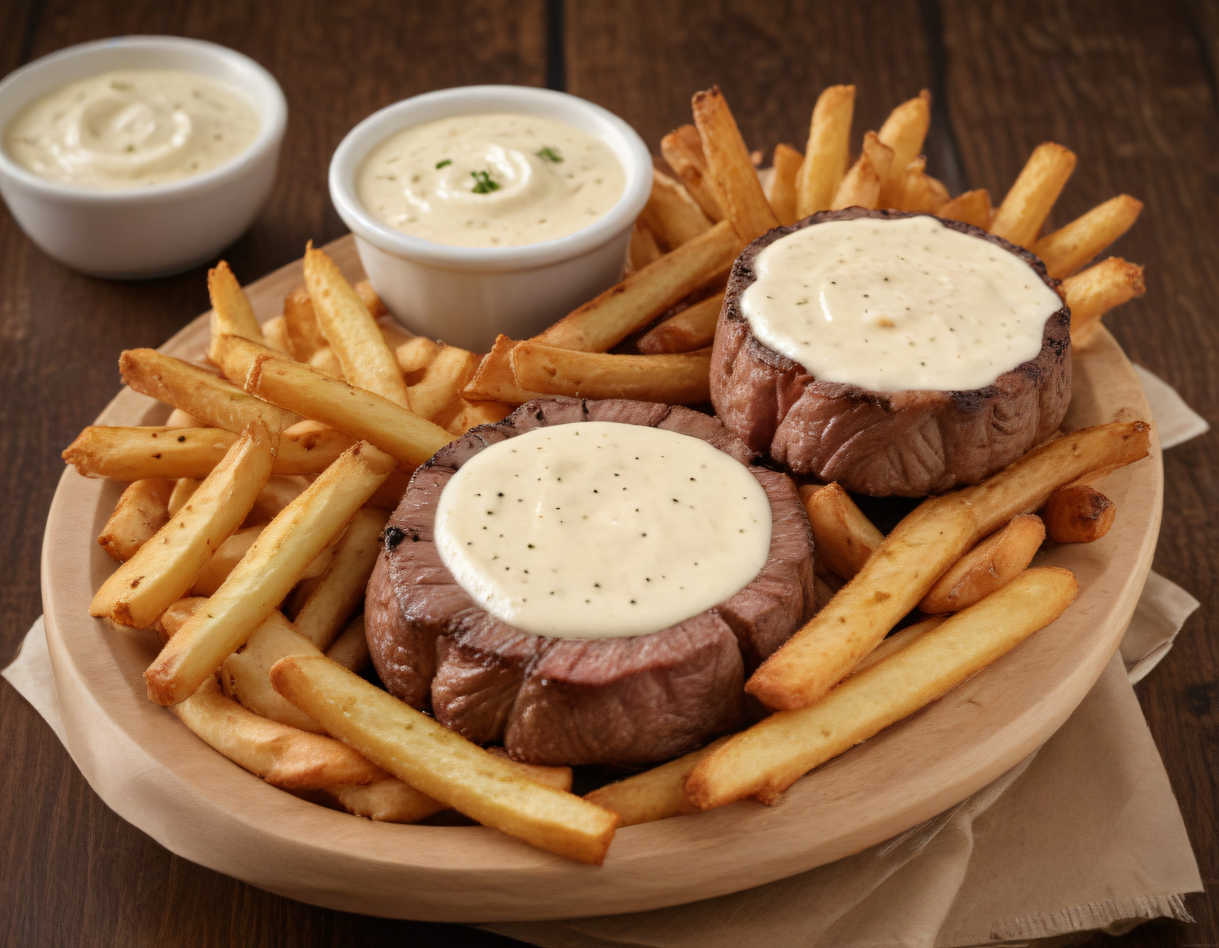 Soslu Dana Bonfile ve Patates Kızartması ile Muhteşem Lokanta Tabağı
