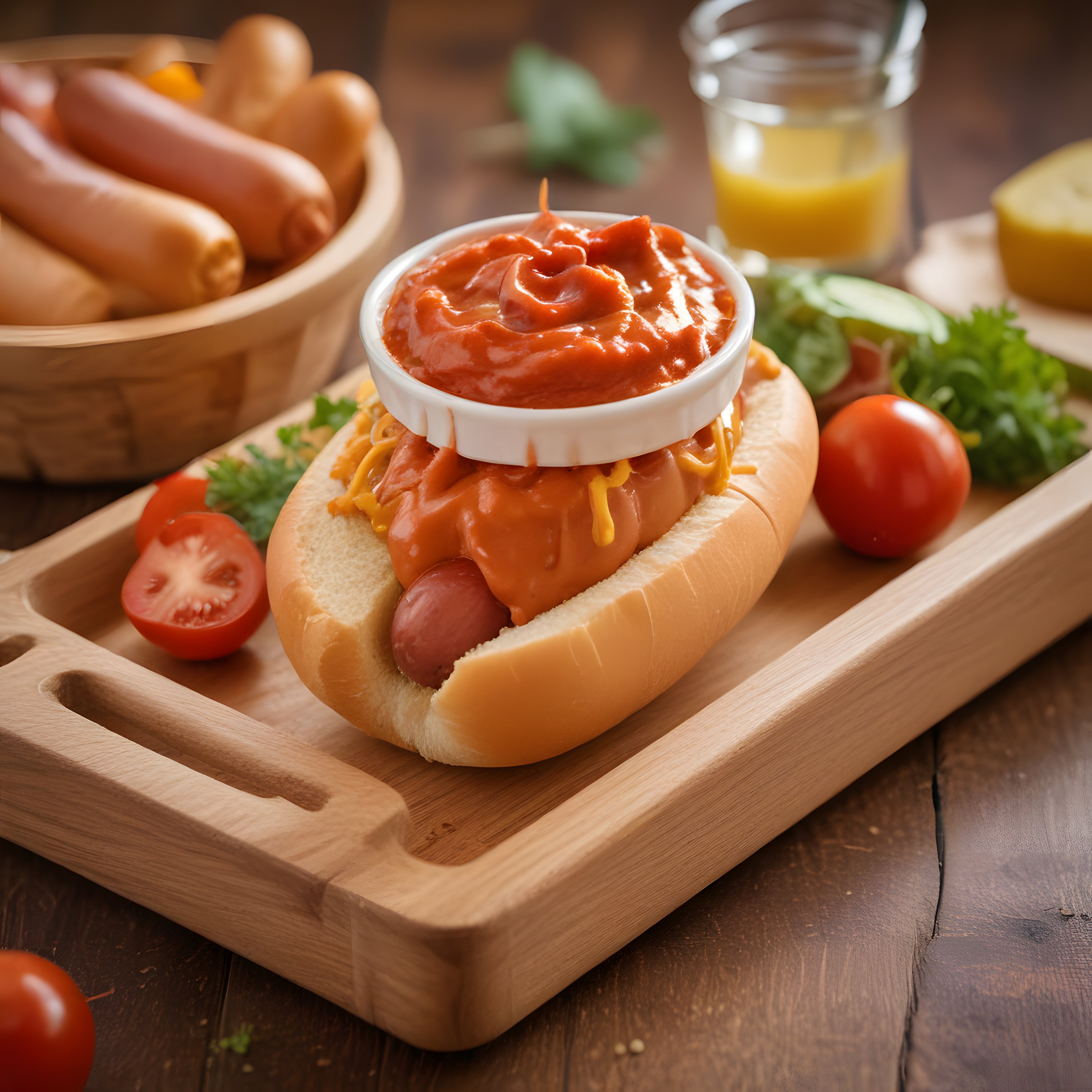 soslu rende peynirli sosisli sandviç ev yapımı hot dog sunumu