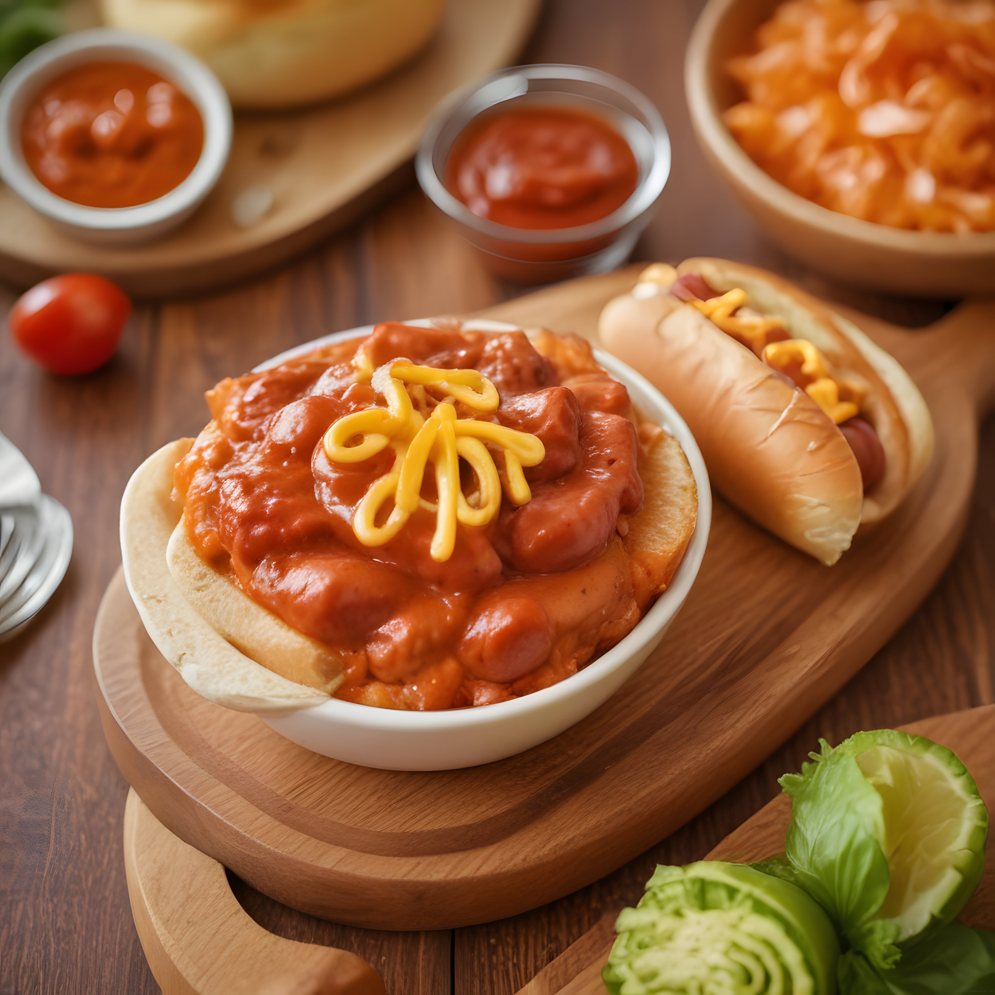 Soslu Sosisli Sandviç ve Peynirli Hot Dog ile Lezzetli Bir Masa Sunumu