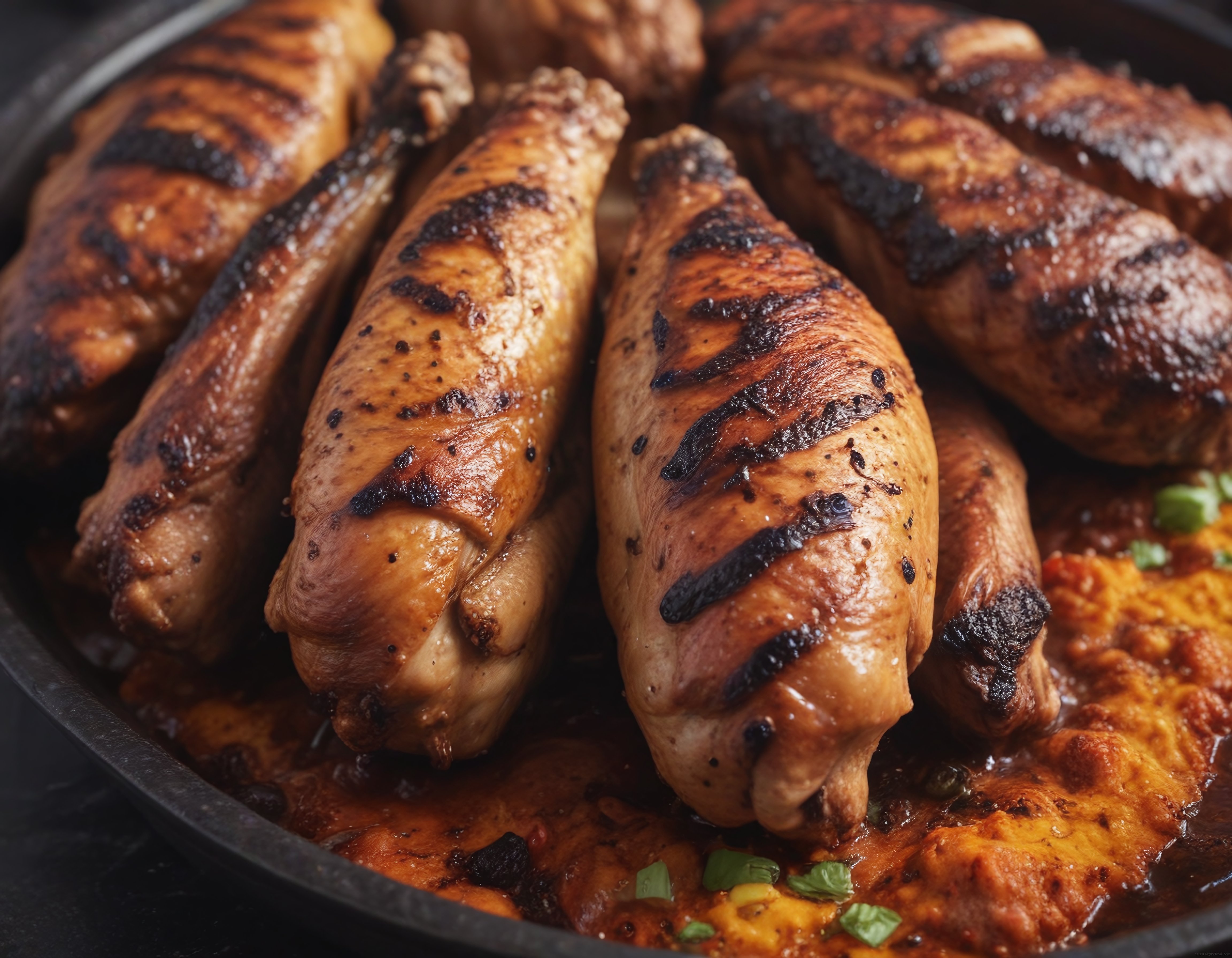 Soslu Tavuk Butları: Izgara İzleri, Altın Renk ve Baharat Aroması