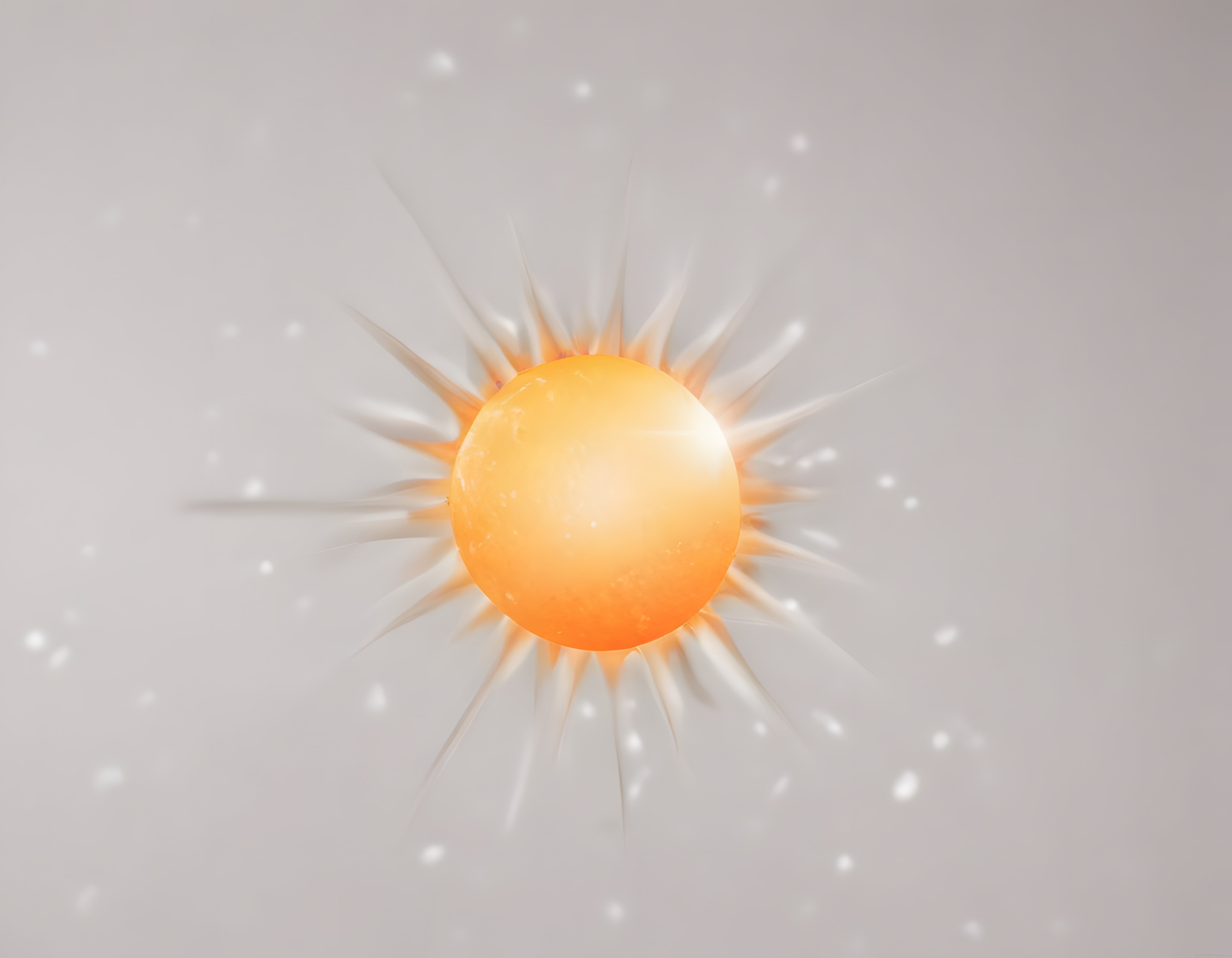 Soyut 3D Render: Parlak Turuncu Küre ve Radyal Işık Patlaması