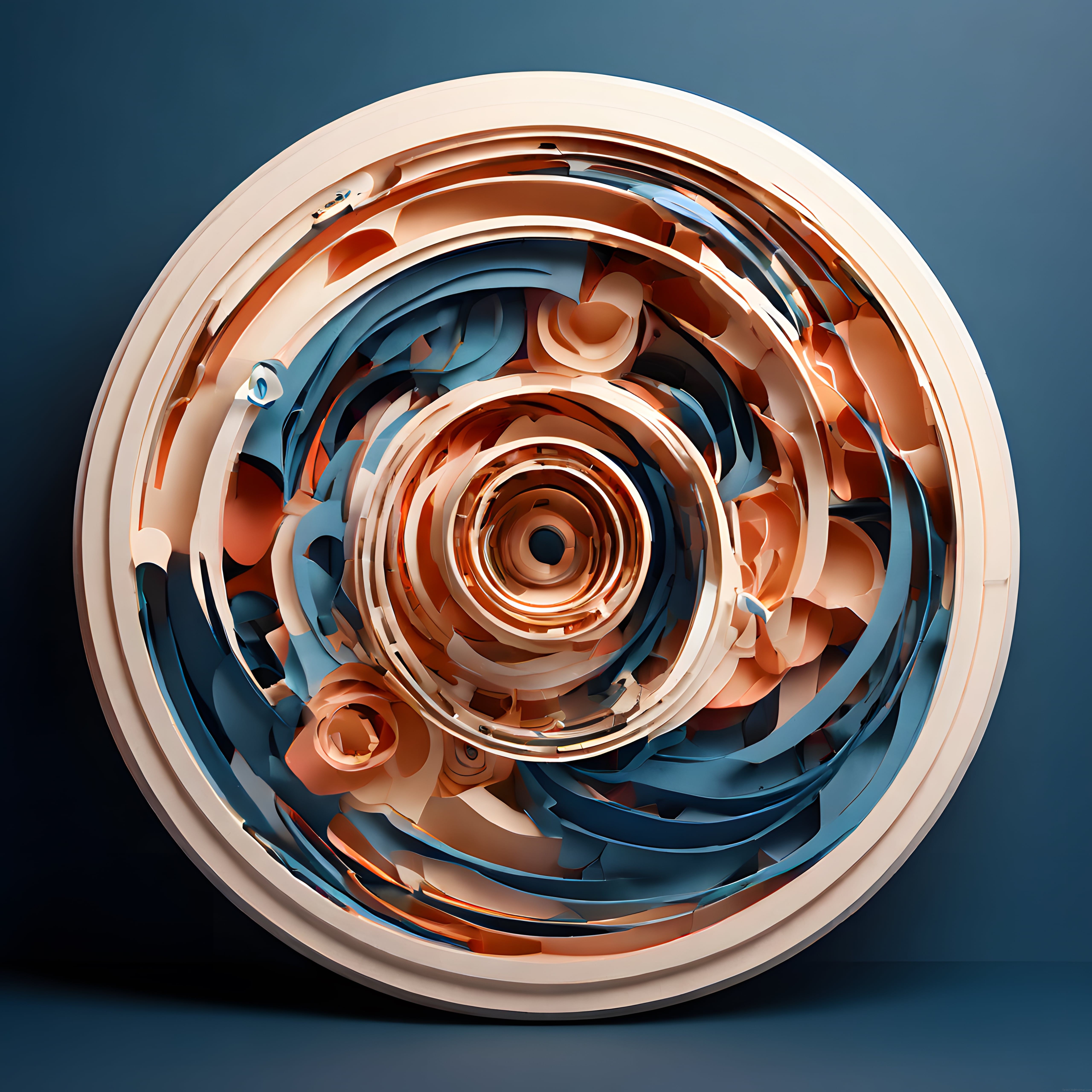 Soyut 3D Spiral Kağıt Katmanları ile Dijital Sanat ve Modern Tasarım Eseri