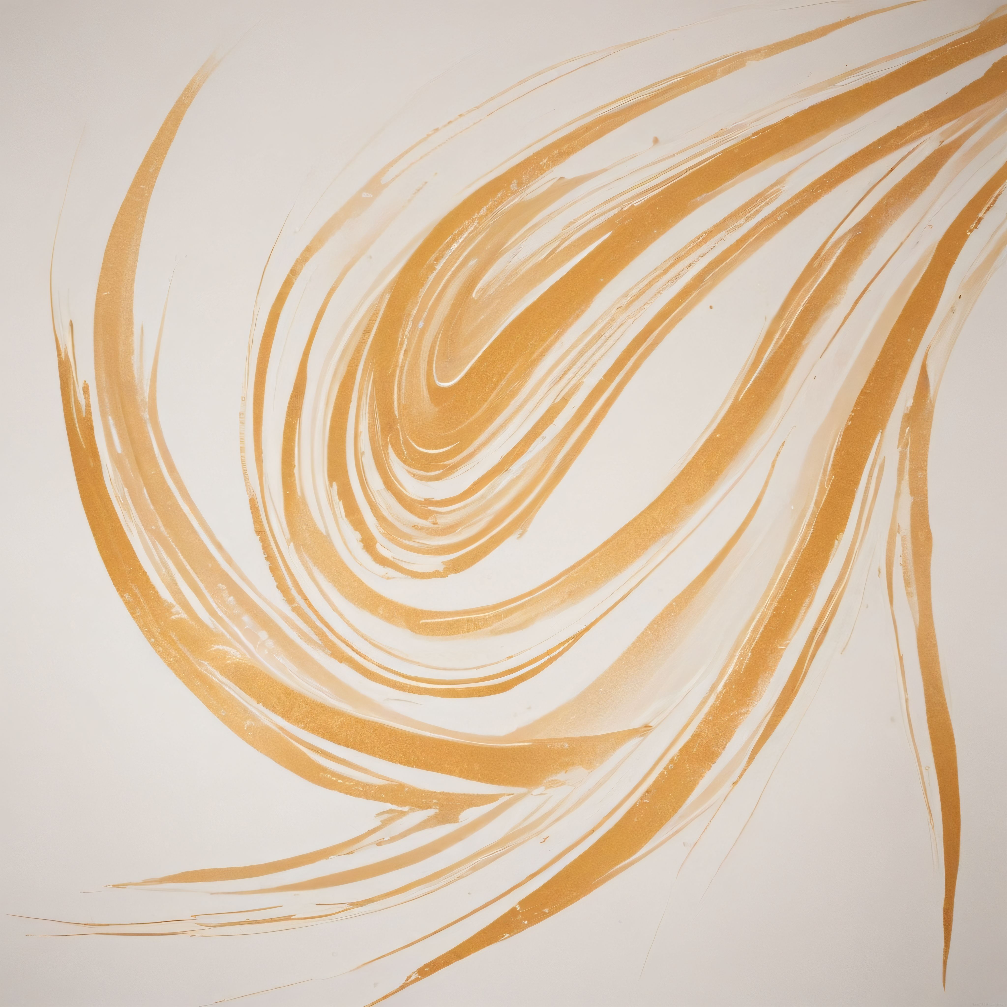 Soyut Altın Rengi Fırça Darbeleriyle Oluşturulmuş Modern Minimalist Sanat Eseri