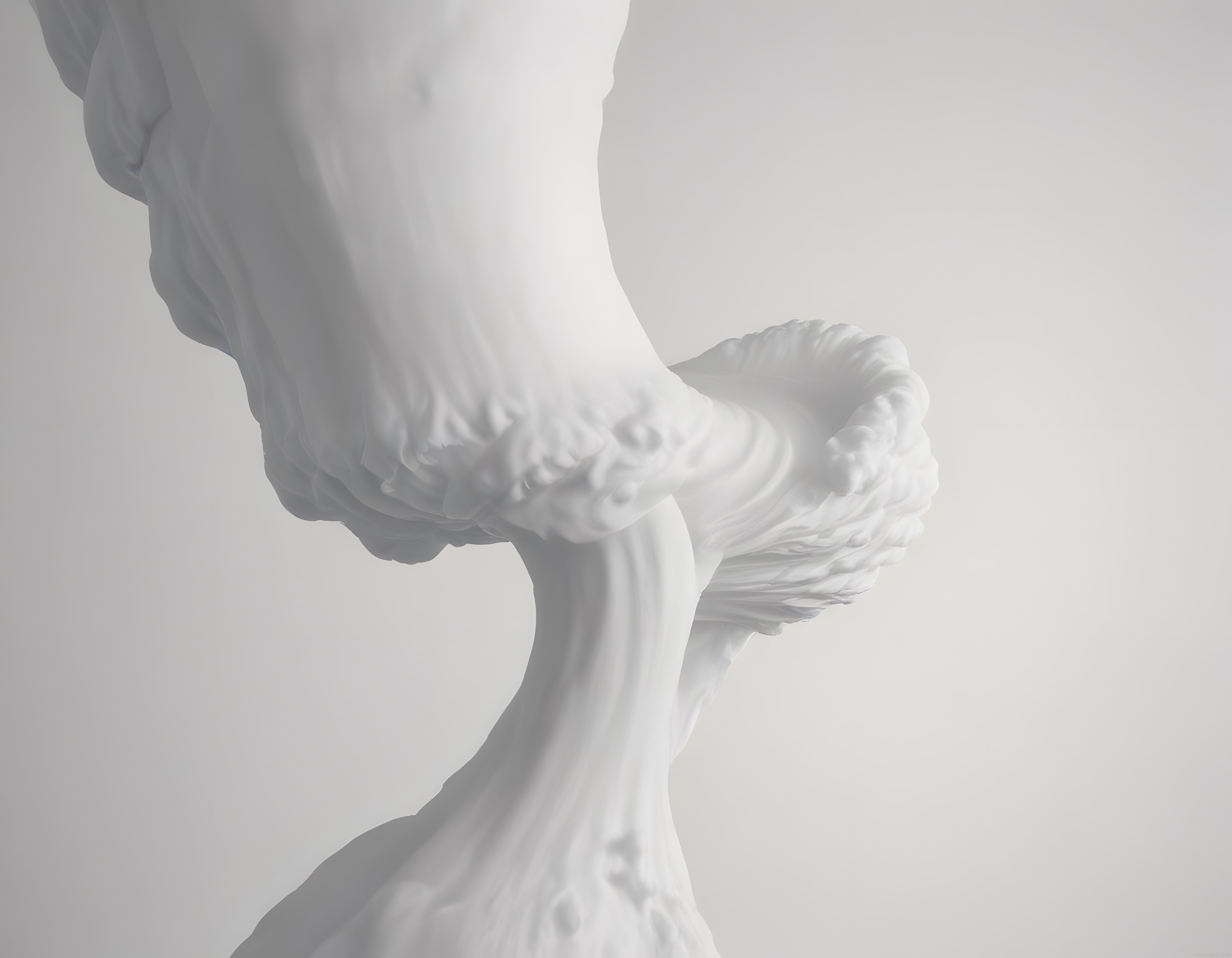 Soyut Beyaz Organik Form: Minimalist Dijital Sanat ve 3D Render Görsel