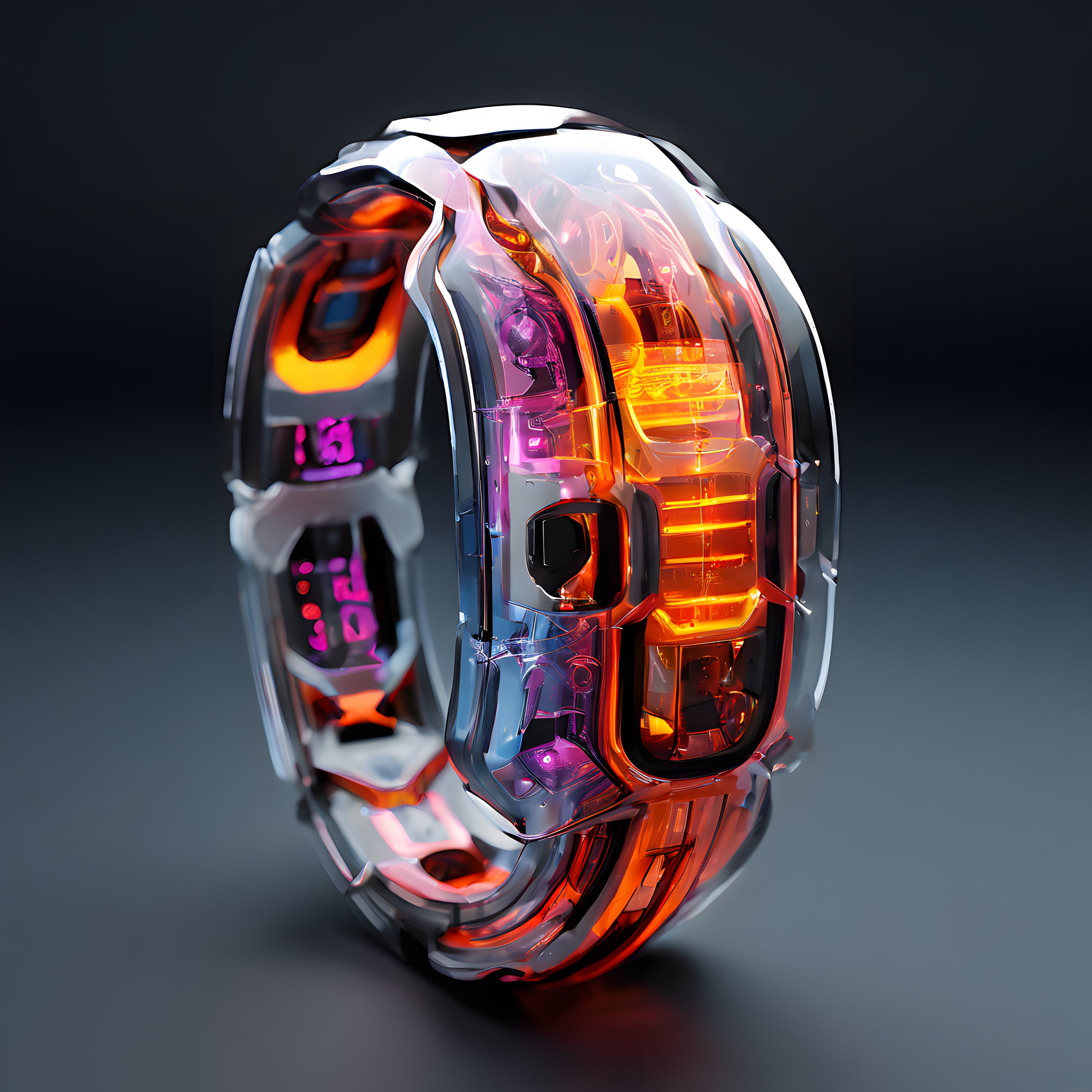 Soyut Biyomekanik 3D Sanat: Neon Işıklarla Parlayan Gelecek Nesnesi
