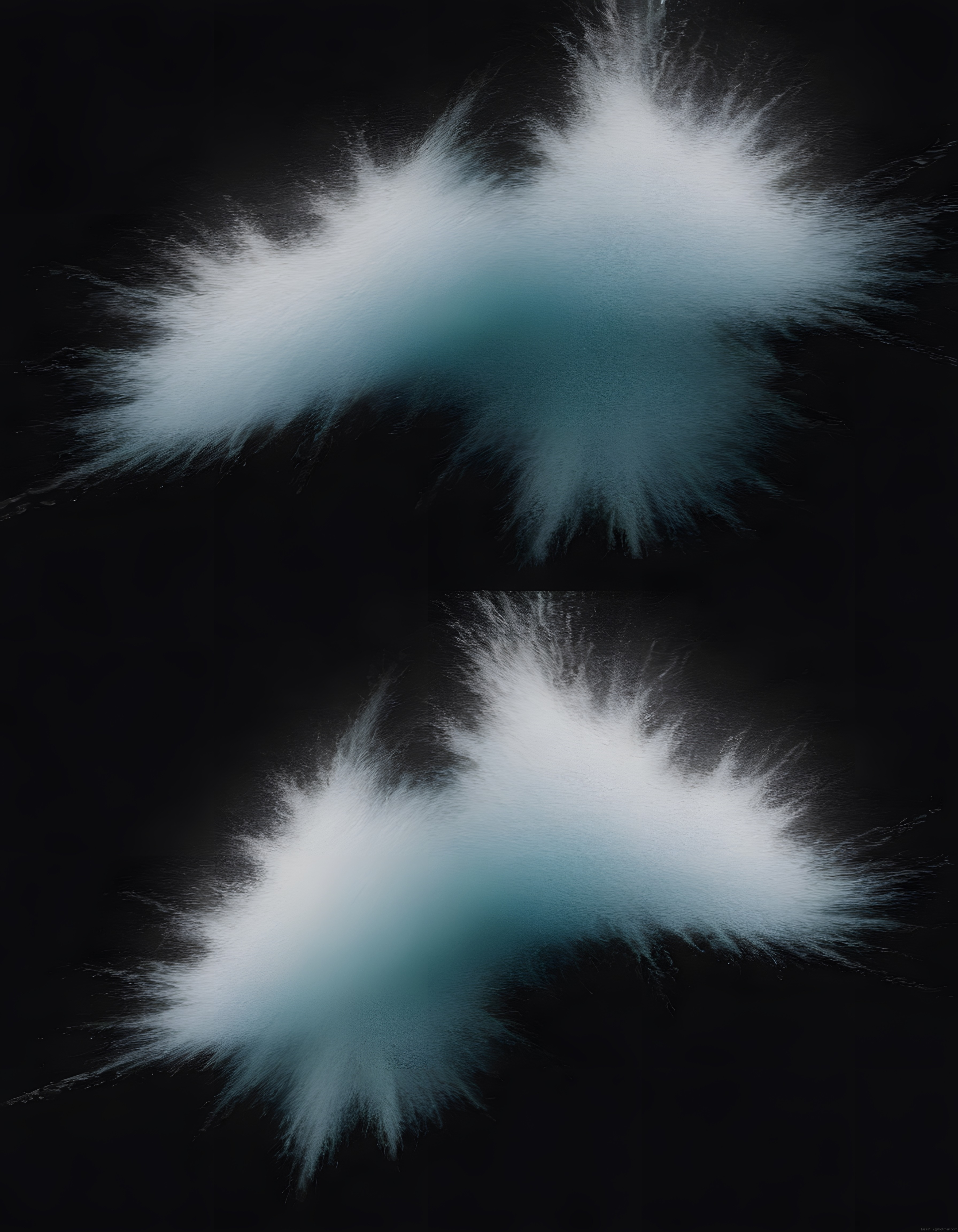 Soyut Dijital Kompozisyon: Simetrik Tüylü Pist Tonları ve Karanlık Arka Plan