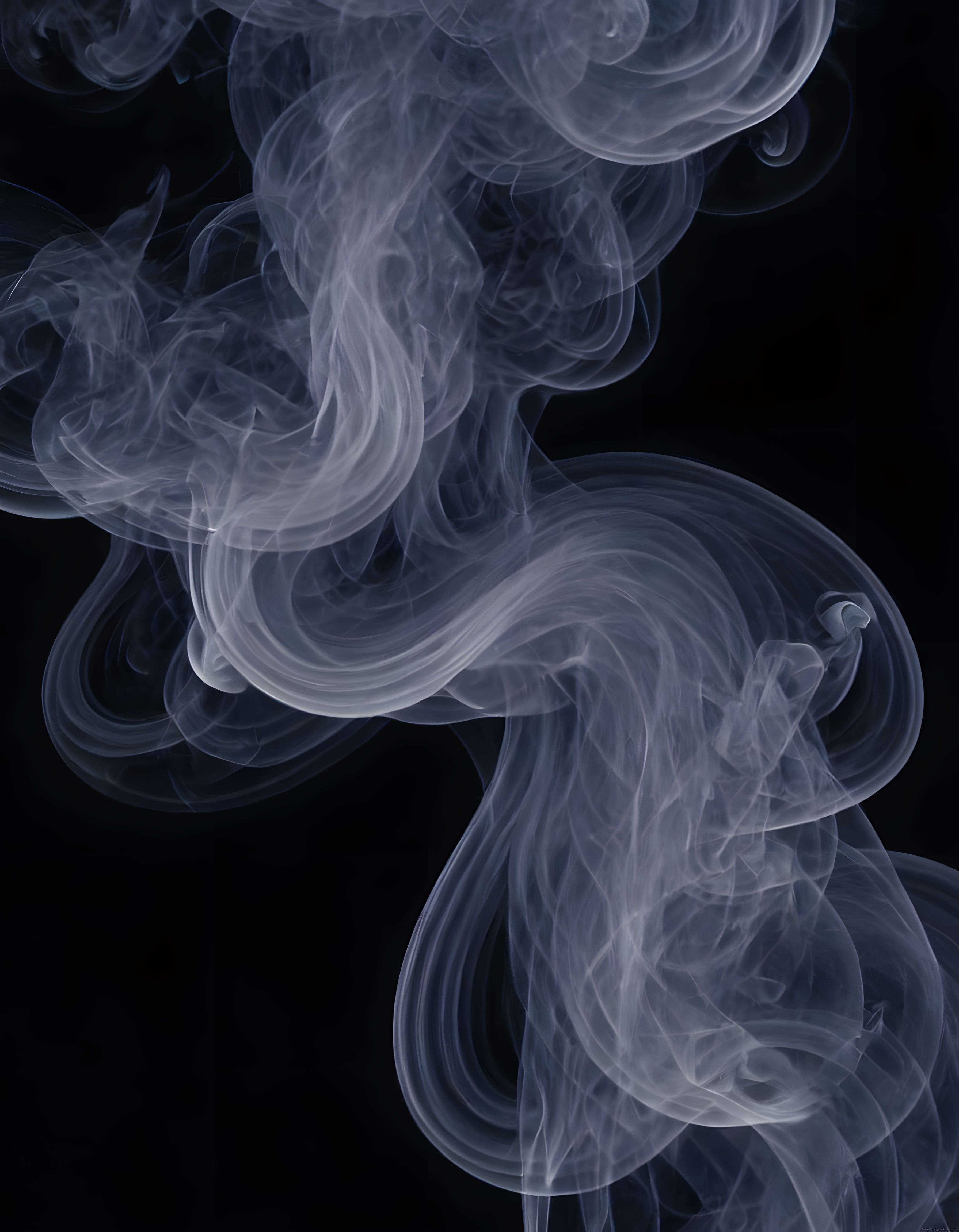 Soyut Duman Desenleri: Siyah Fon Üzerinde Esrarengiz ve Mistik Buhar Akışı