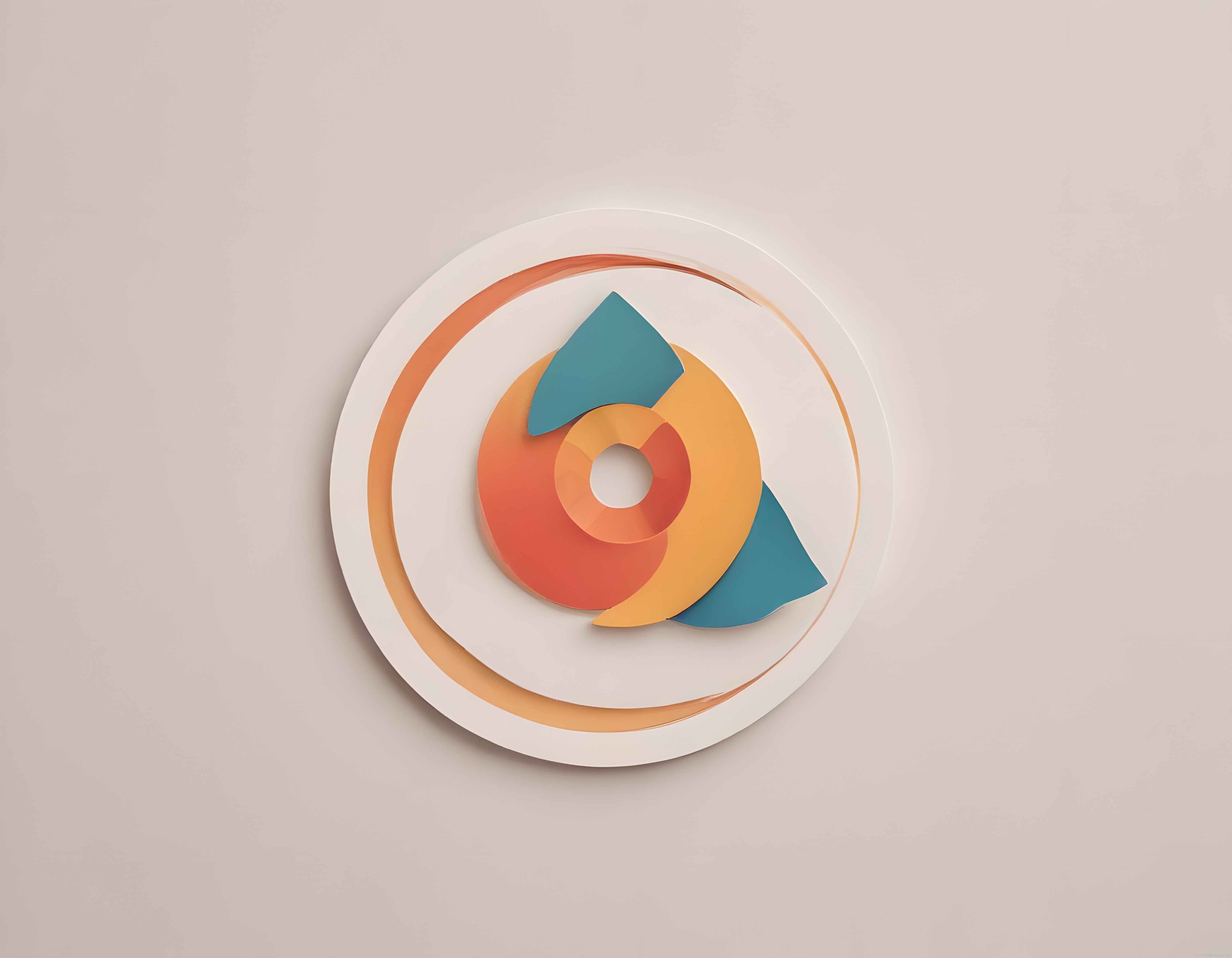Soyut Geometrik 3D Render: Pastel Tonlarda Dairesel Kağıt Katlama Sanatı Kompozisyonu