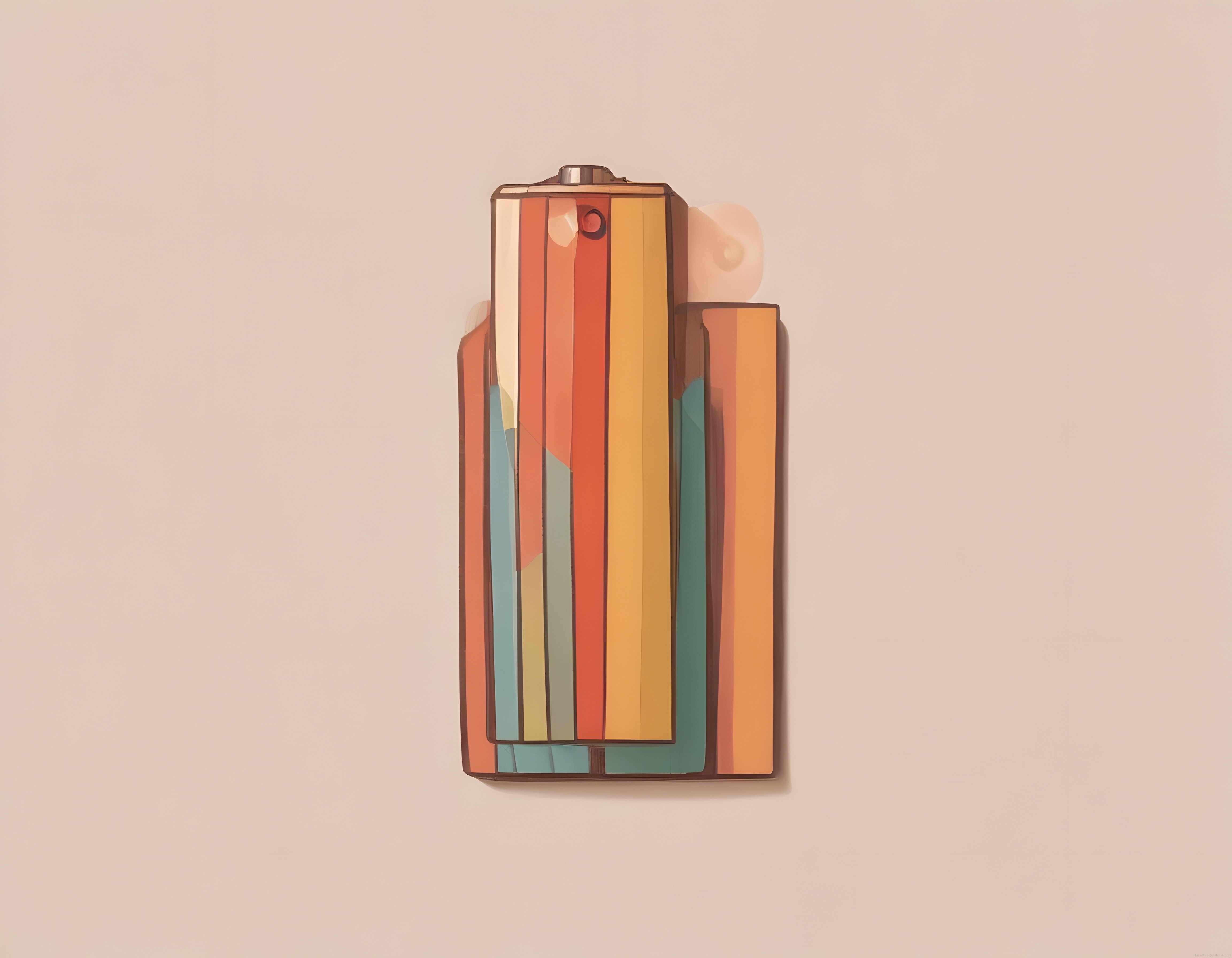 Soyut Geometrik Batarya Formu: Retro Tonlarda Minimalist Dijital İllüstrasyon