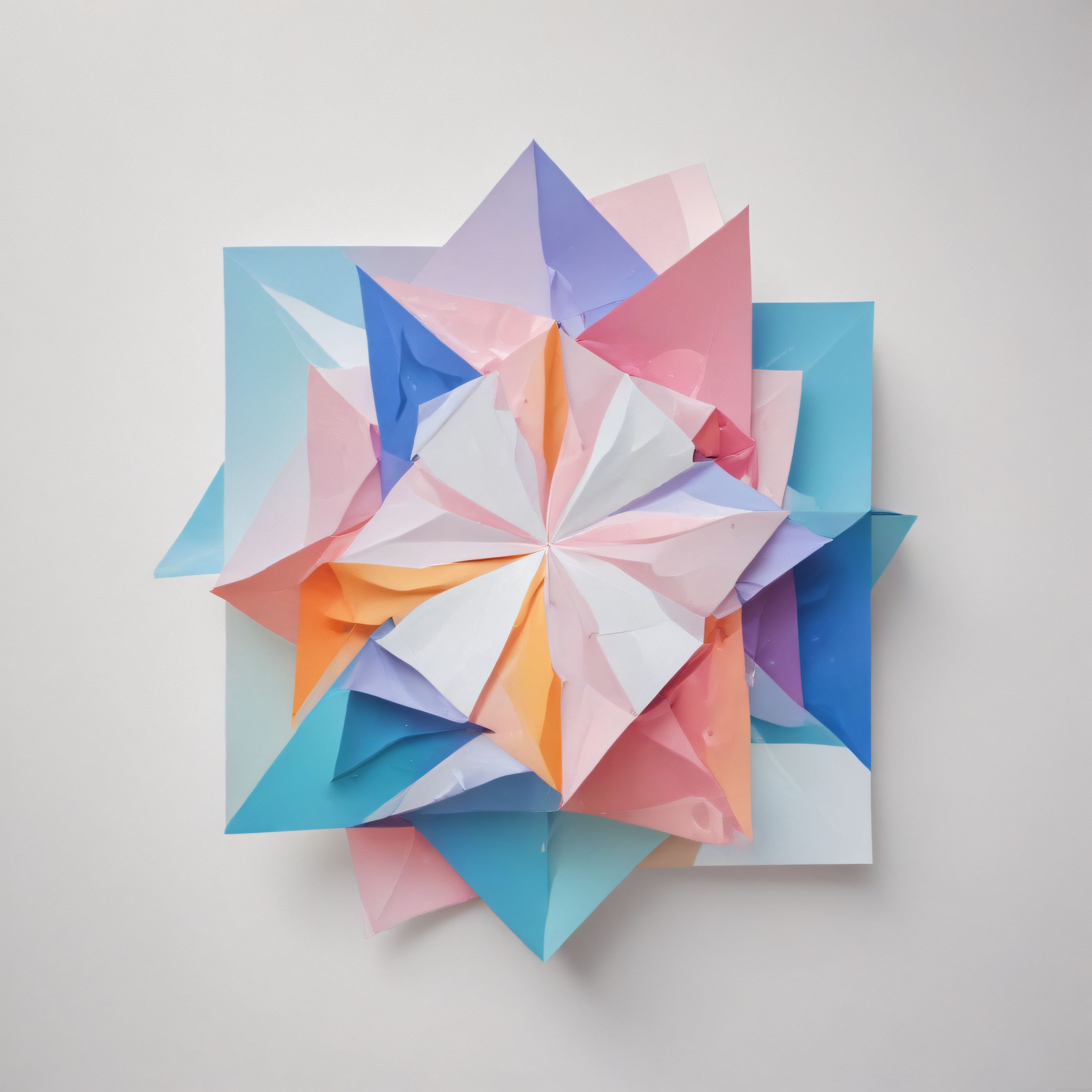 Soyut Geometrik Duvar Heykeli: Renkli Katmanlar ve Modern Sanat Eseri