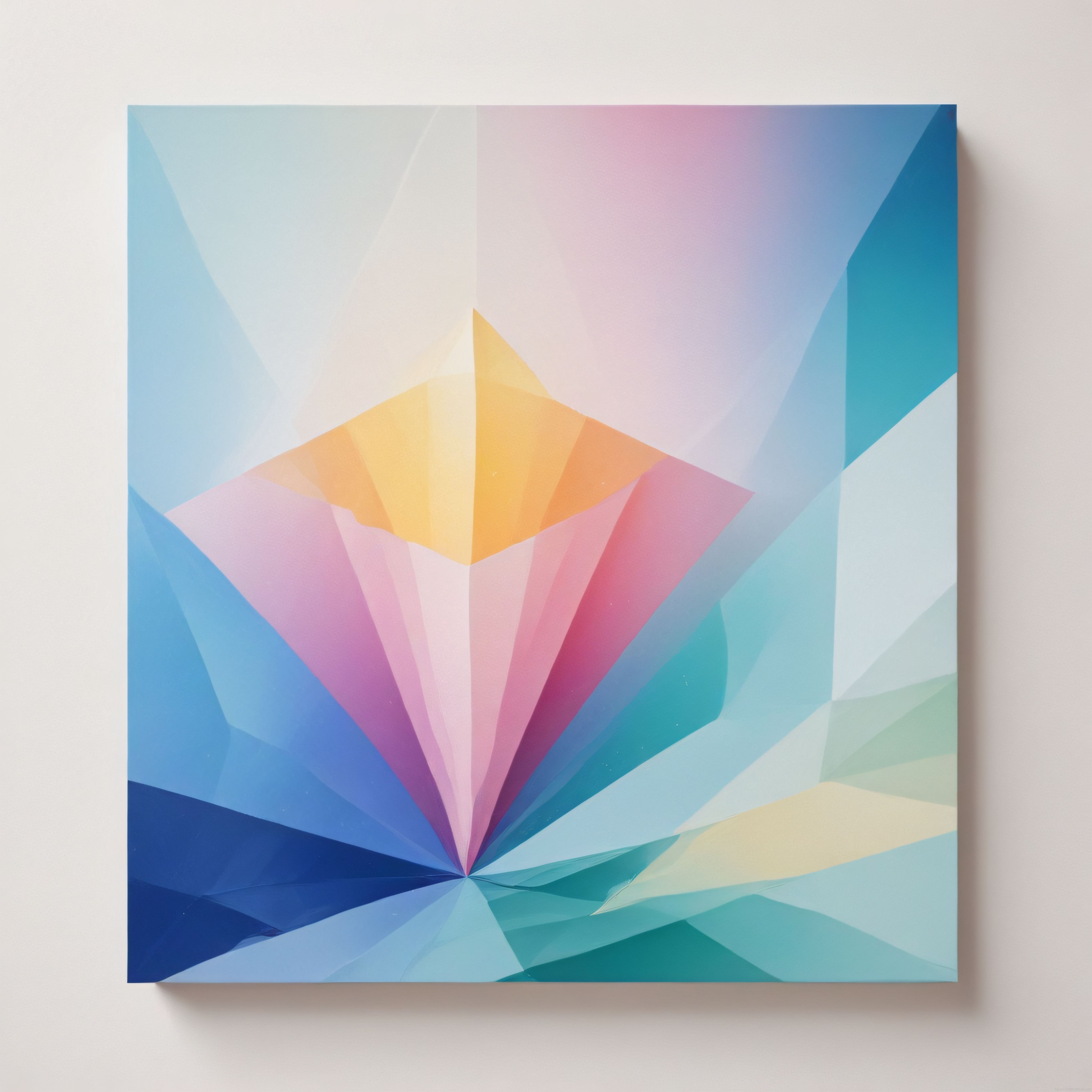 Soyut Geometrik Duvar Sanatı: Kristal Formlu Pastel Renkli Modern Tablo