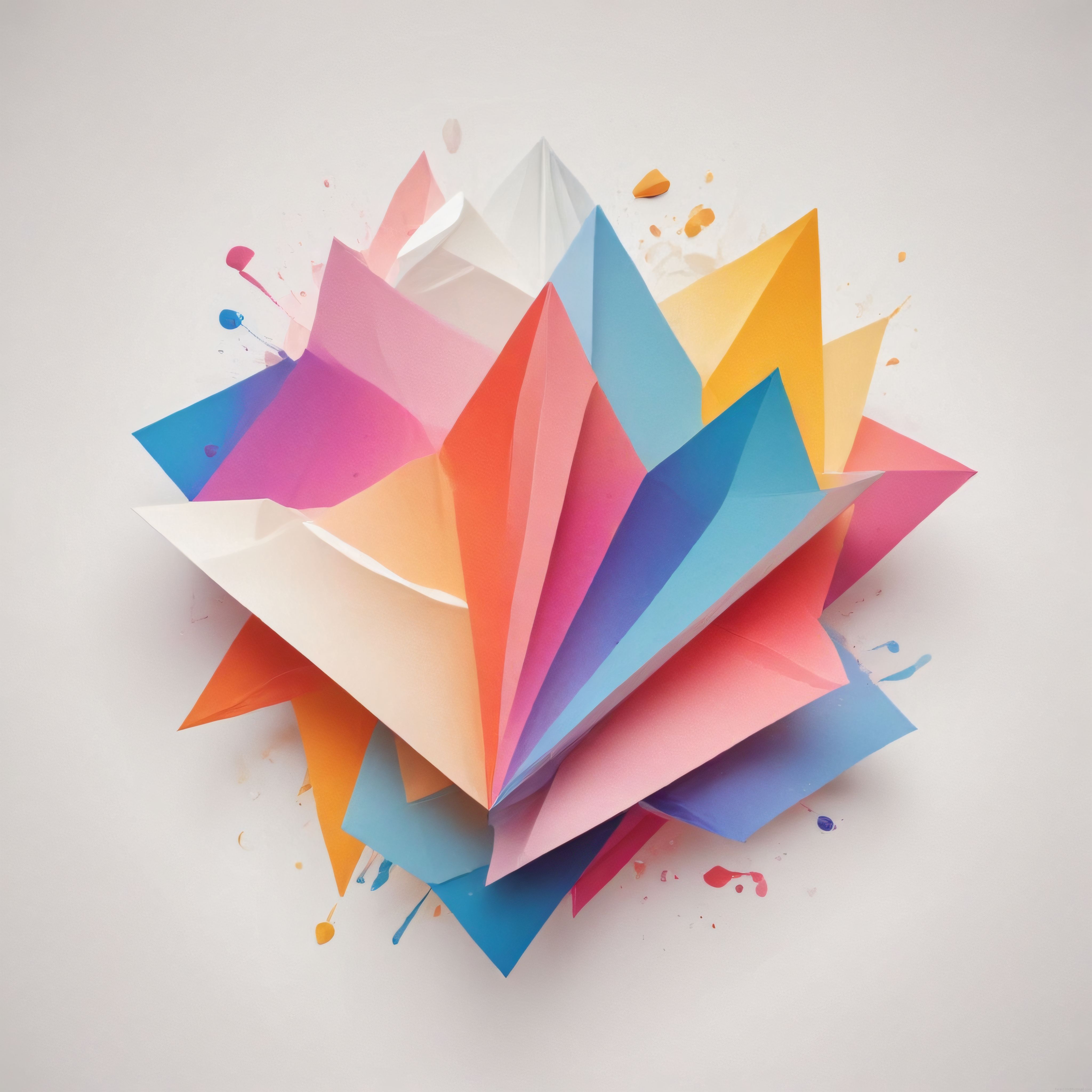 Soyut Geometrik Kağıt Katlama Sanatı: Pastel ve Canlı Renklerle Modern Tasarım