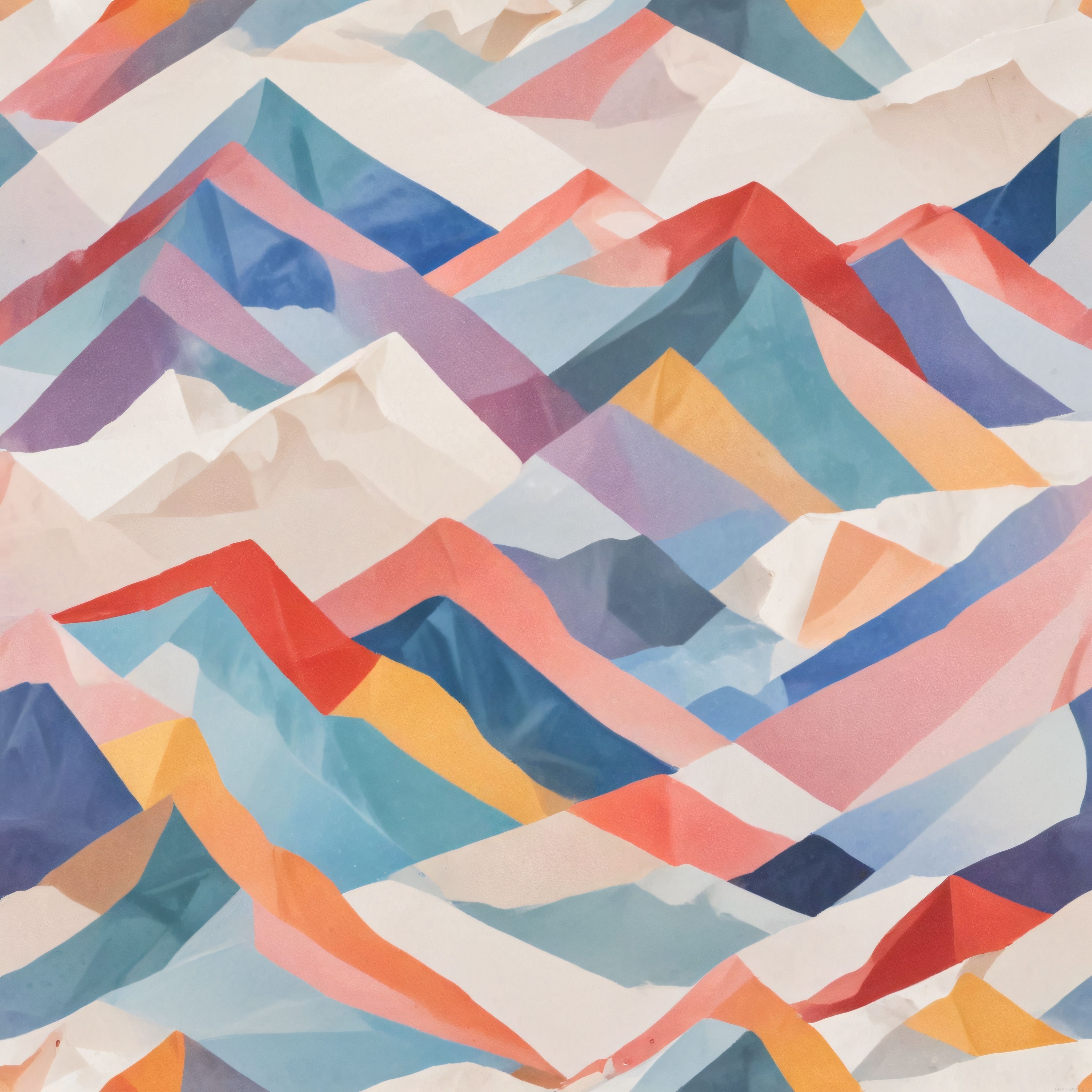 Soyut Geometrik Kağıt Katmanları ile Renkli Modern Sanat Kompozisyonu