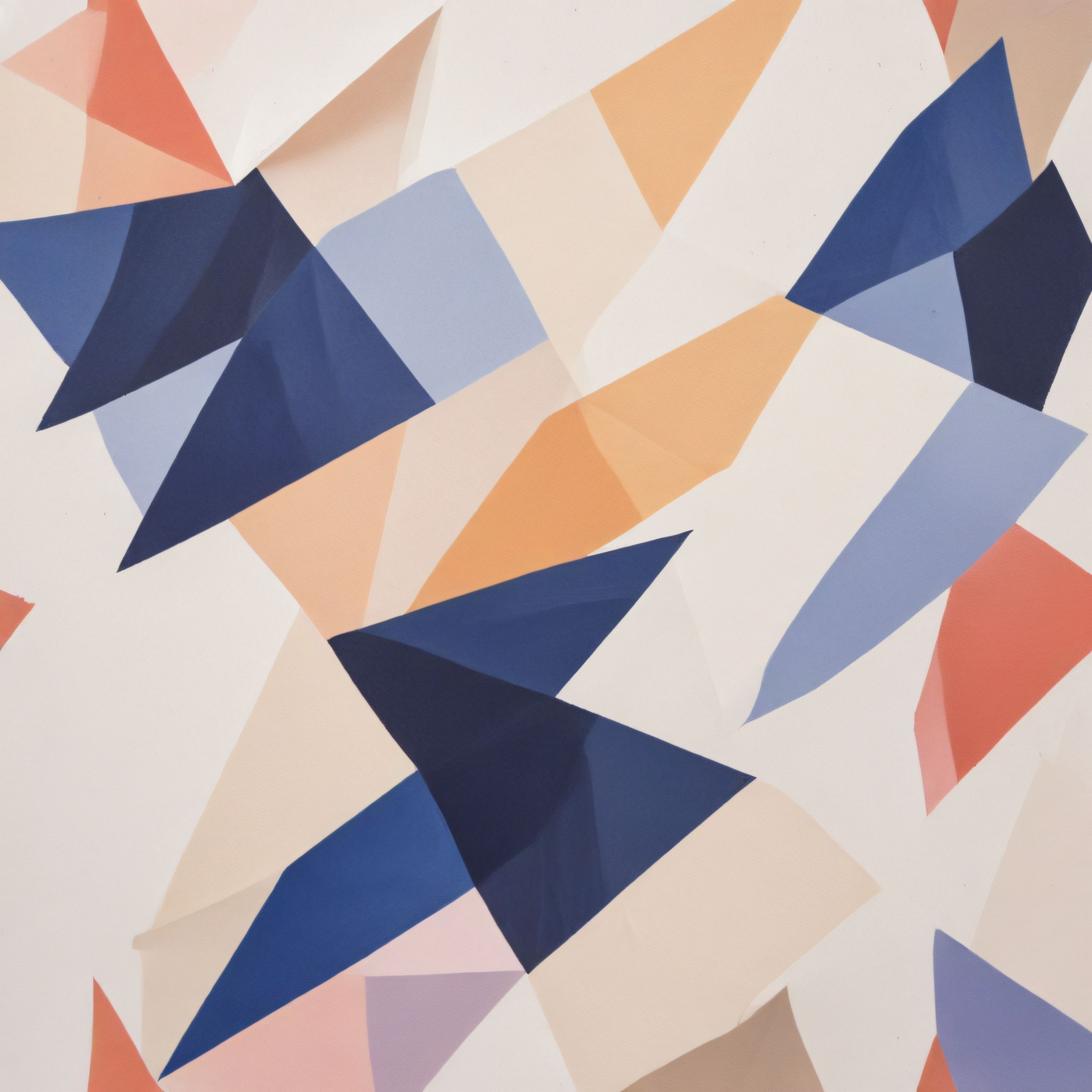 Soyut Geometrik Kompozisyon: Pastel Mavi, Turuncu ve Bej Tonlarında Modern Desen