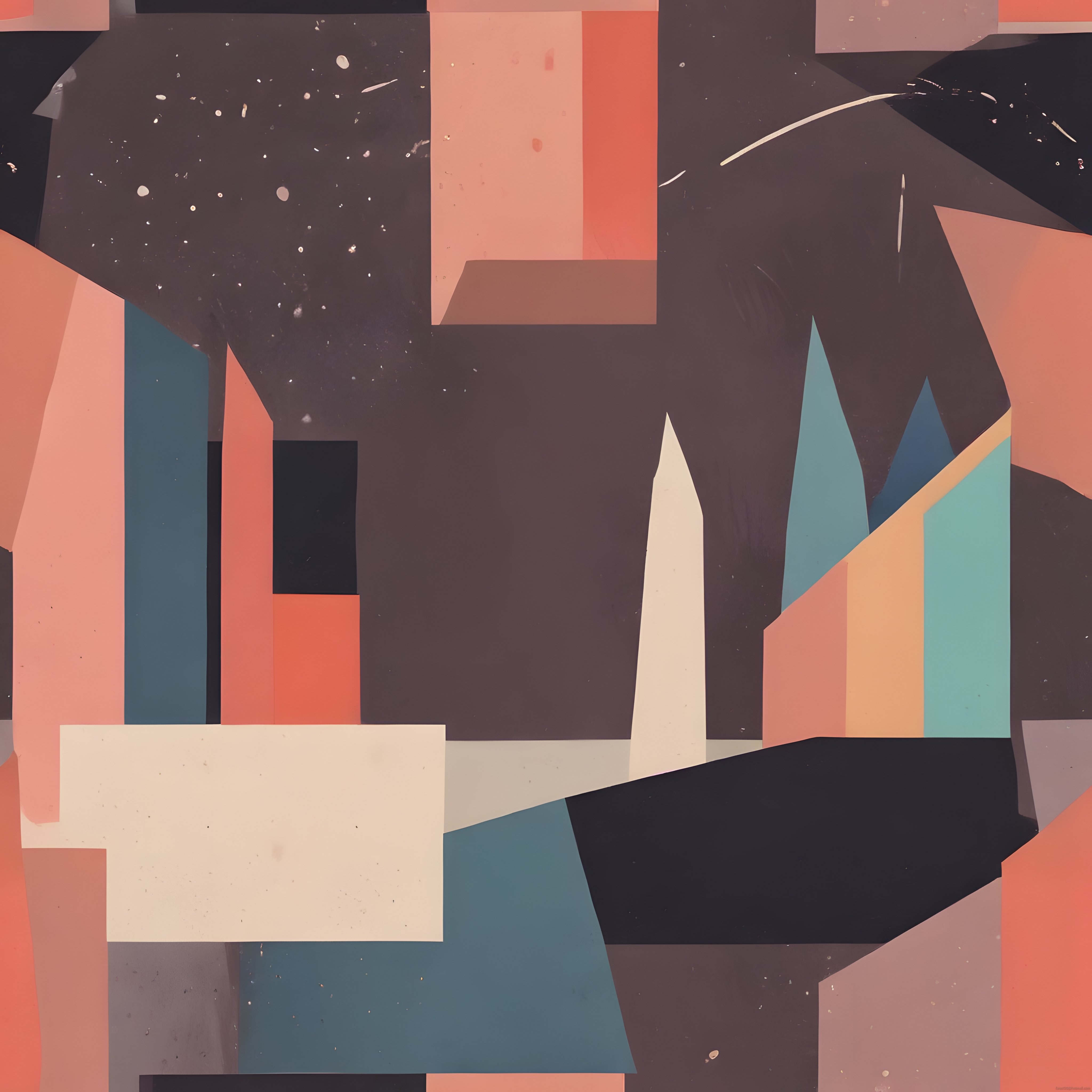 Soyut Geometrik Kompozisyon: Toprak ve Pastel Tonlarda Modernist Sanat Eseri