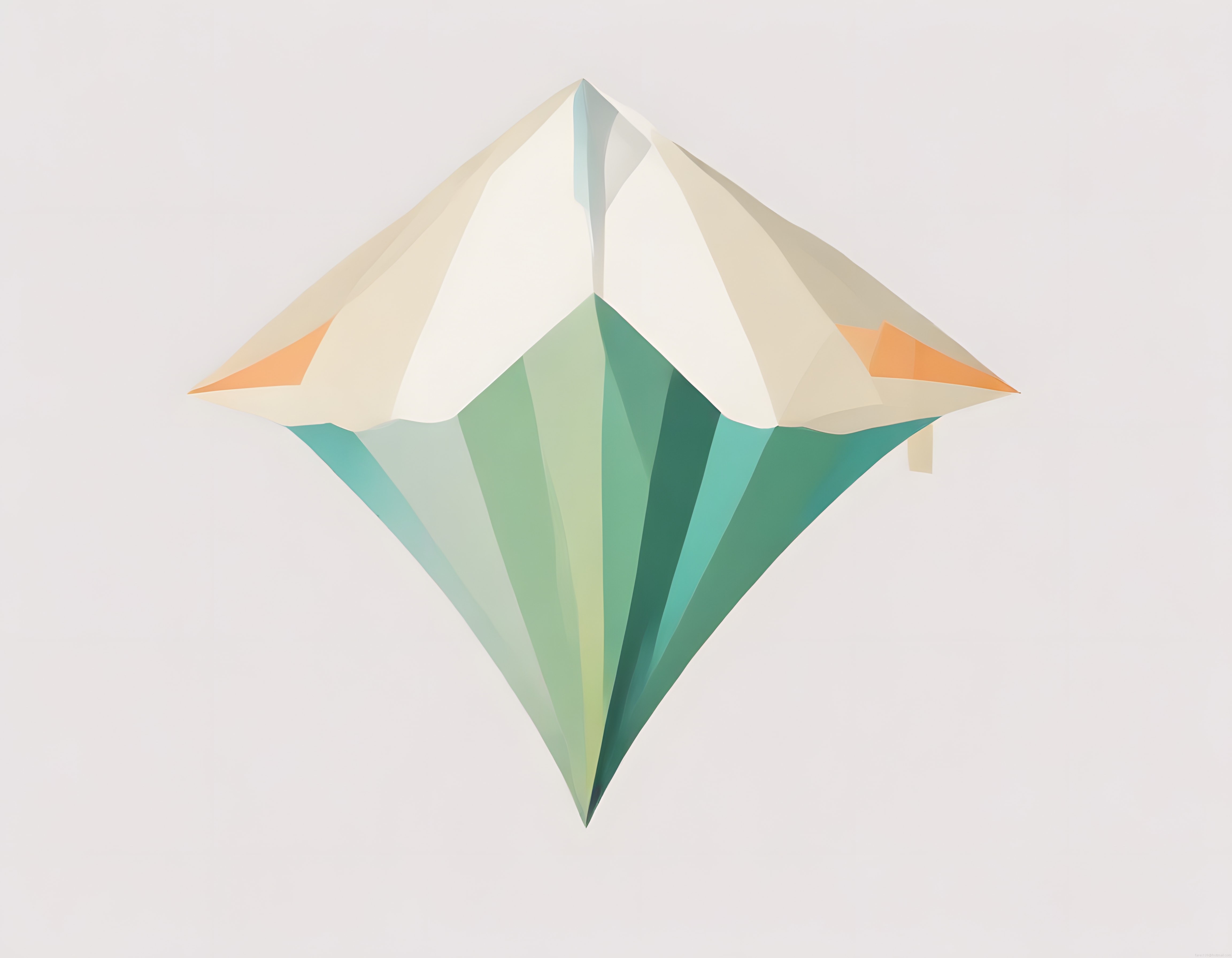 Soyut Geometrik Kristal Formu: Pastel Renklerde Dijital Sanat Tasarımı