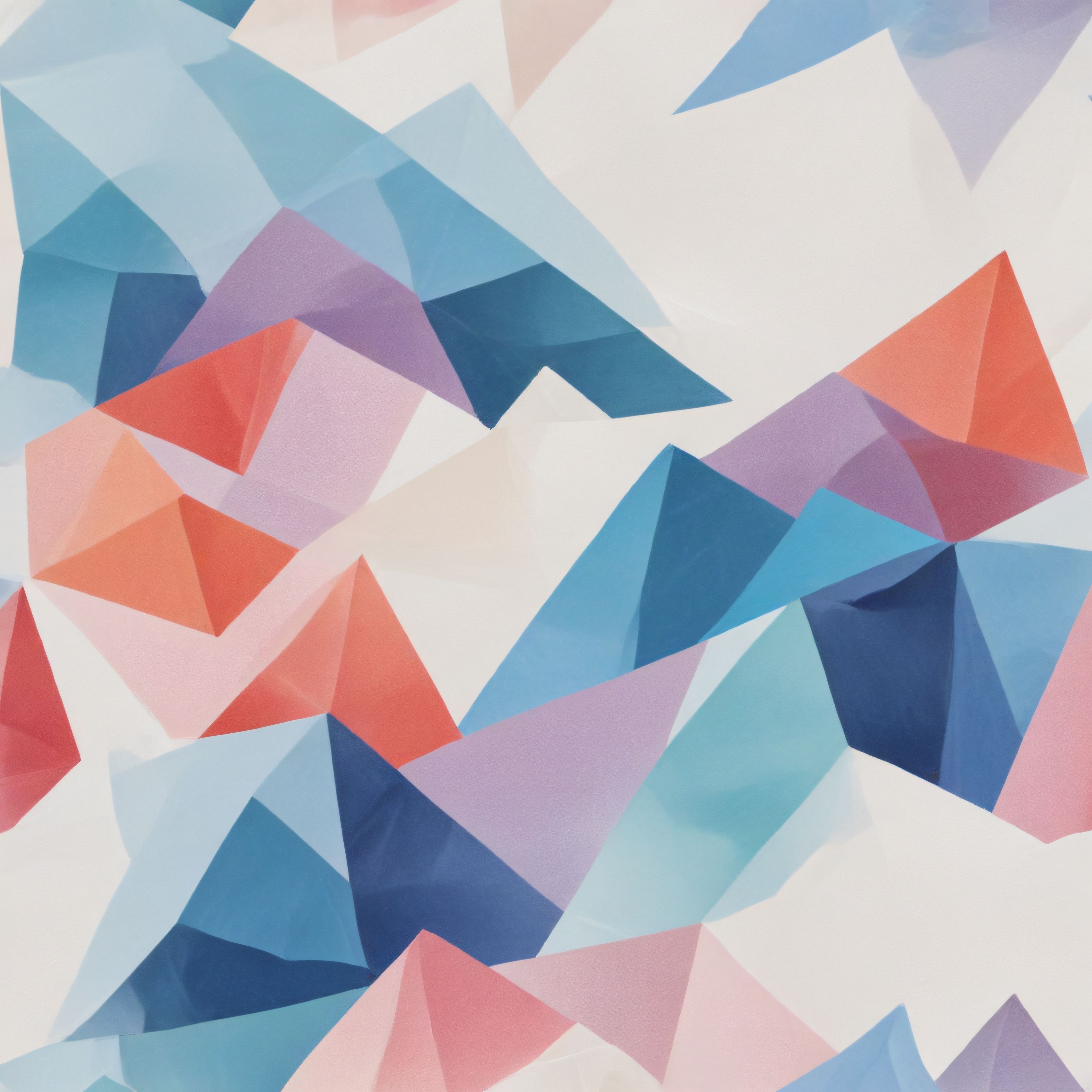 Soyut Geometrik Kristaller ve Pastel Renklerle Buluşan Dijital Sanat Çalışması