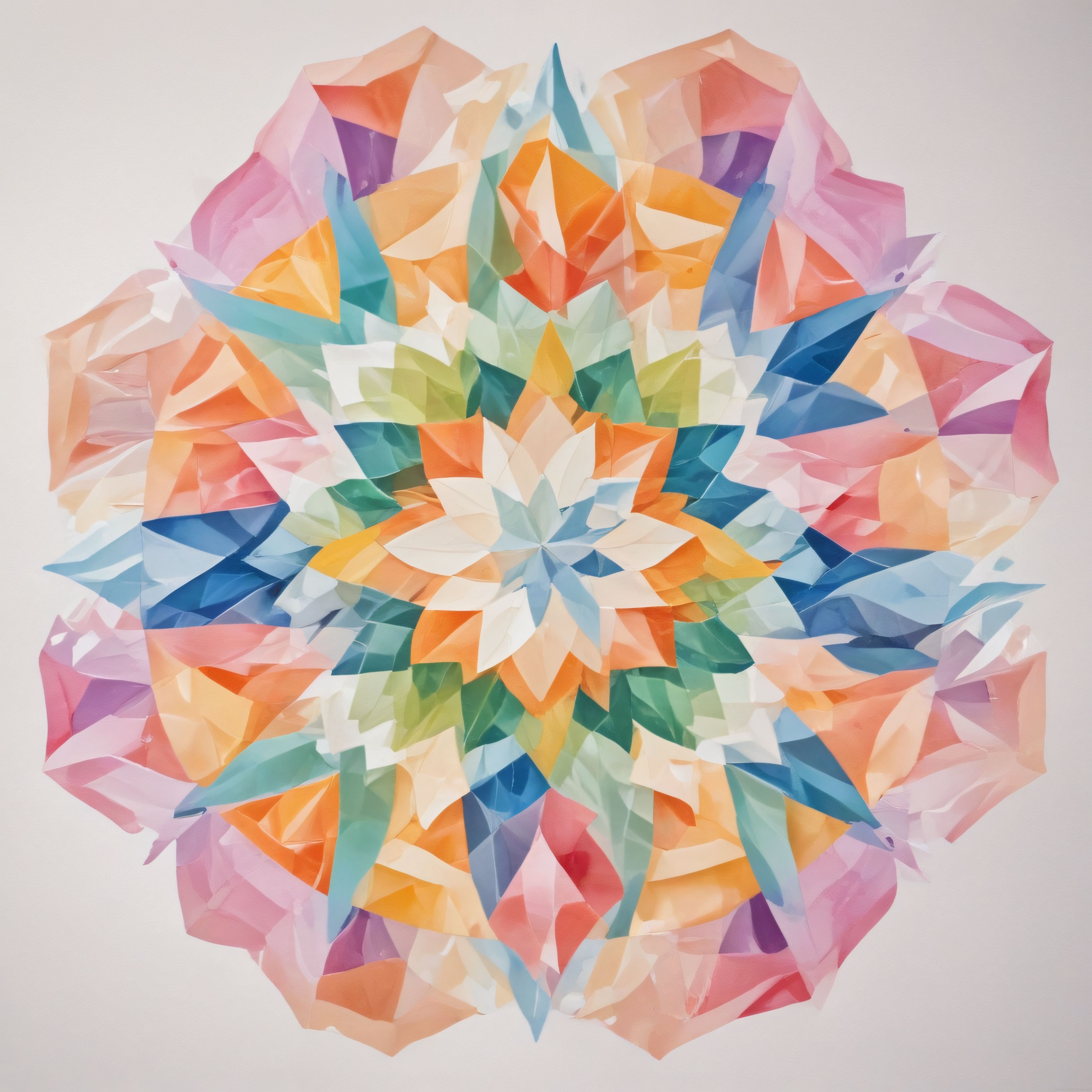 Soyut Geometrik Mandala: Renkli Katmanlar ve Pastel Tonlarda Dijital Sanat Eseri