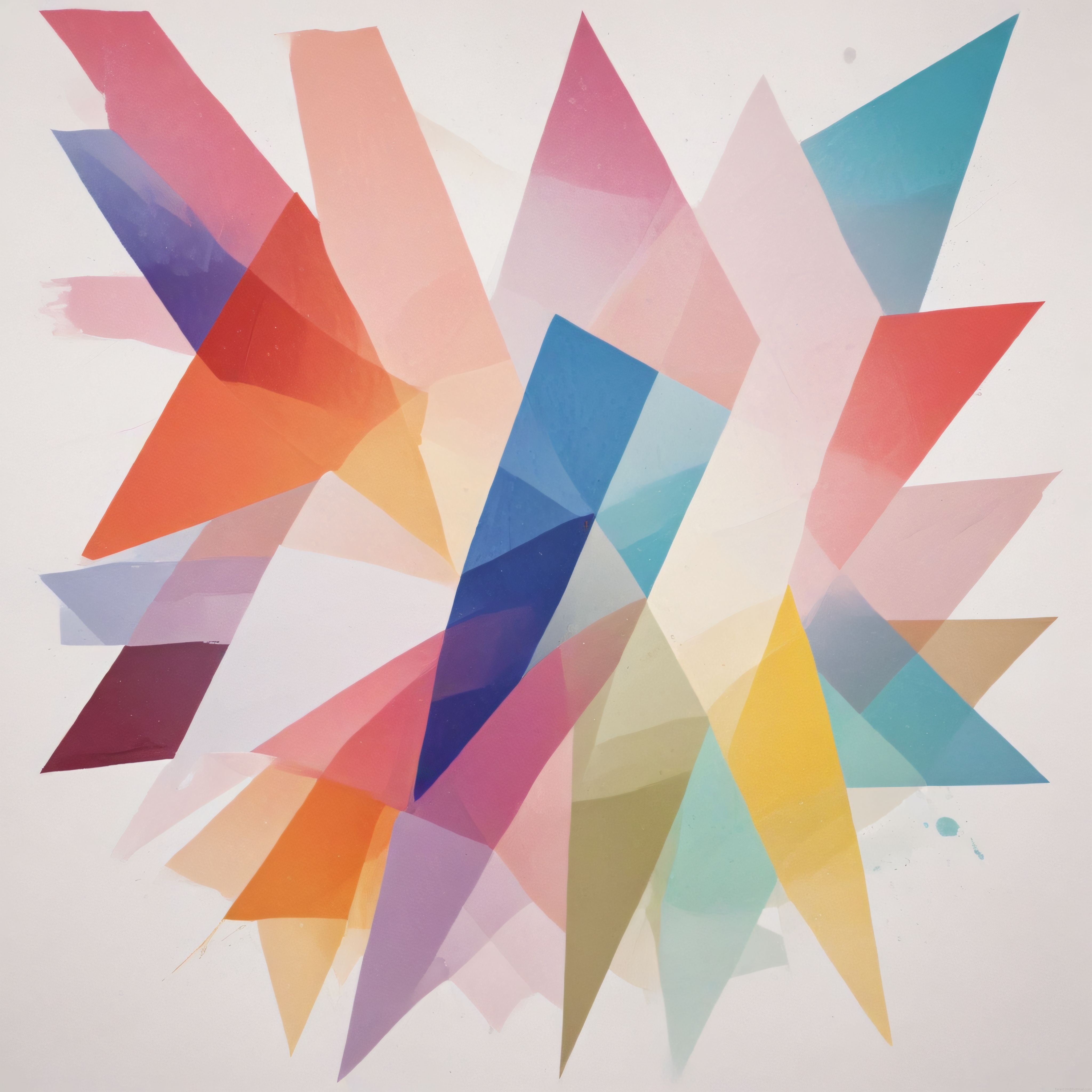 Soyut Geometrik Pastel Renklerin Yarı Saydam Katmanlarla Dans Eden Kompozisyonu