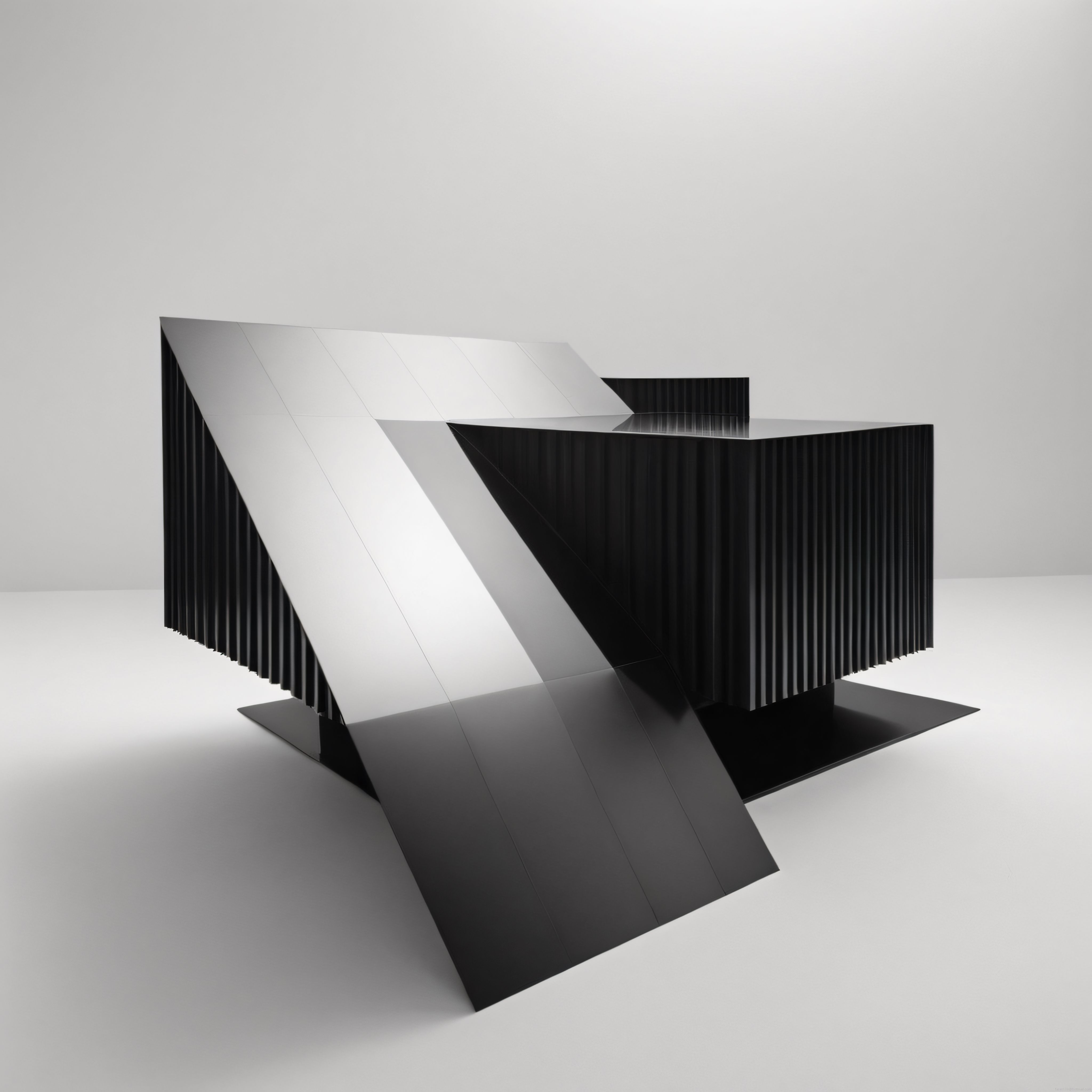 Soyut Geometrik Siyah Form: Minimalist Monokrom Dijital Sanat Çalışması
