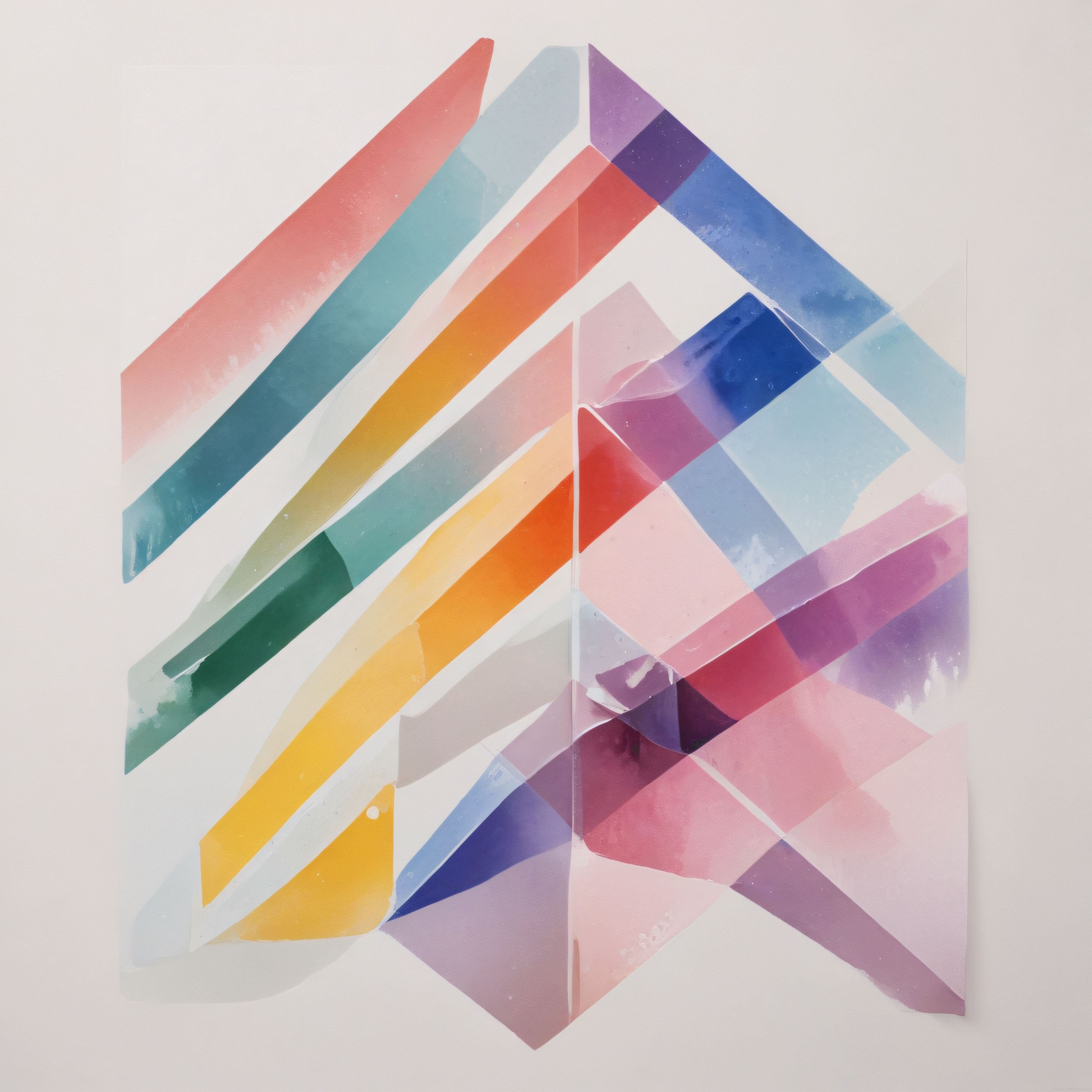 Soyut Geometrik Suluboya: Pastel ve Canlı Renklerle Modern Sanat Komposisyonu