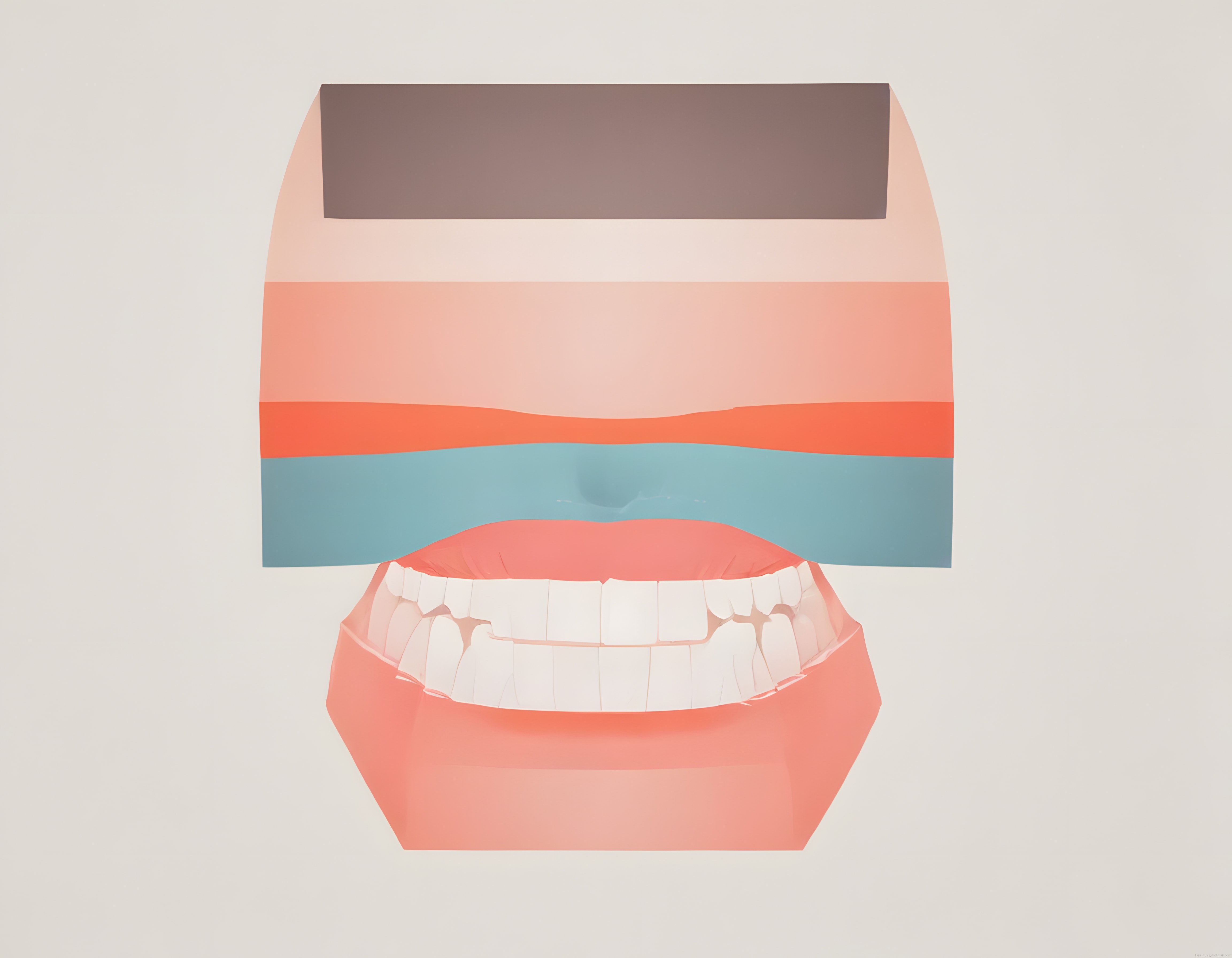 Soyut Geometrik Yüz ve Parlak Dudaklar: Minimalist Dijital Sanat