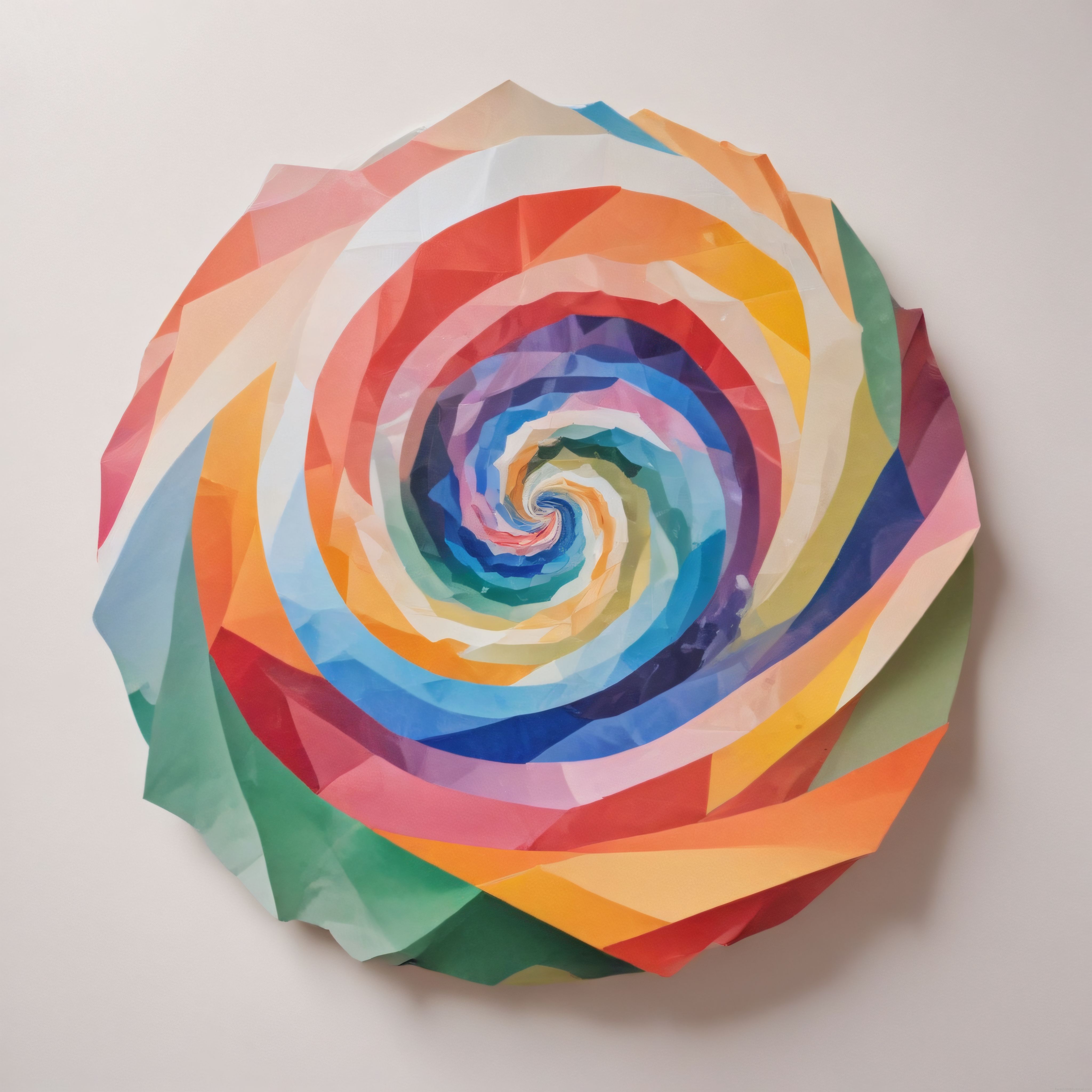 Soyut Gökkuşağı Renkli Geometrik Spiral Kağıt Katlama Sanatı ve Vortex
