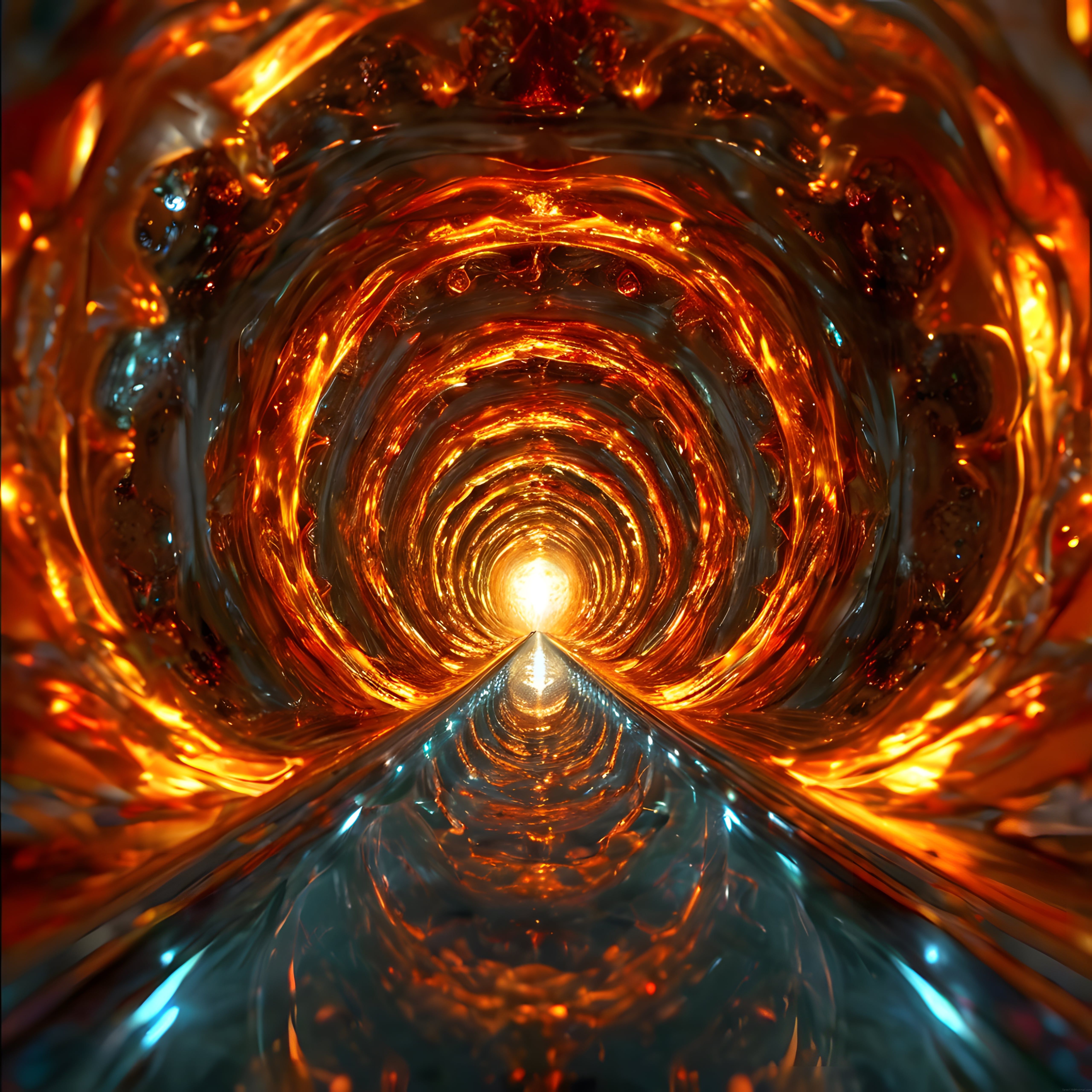Soyut Kristal Spiral: Işık ve Camın Dansıyla Büyüleyen Dijital Sanat Eseri